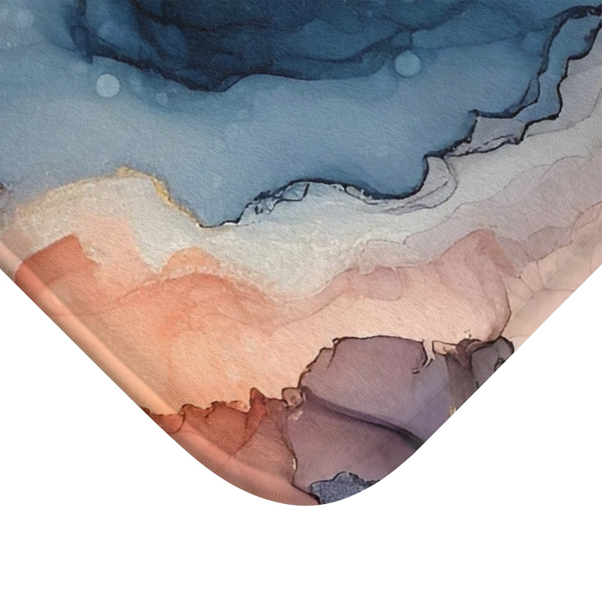 Navy Blue Abstract Art Shower Curtain, Bath Mat