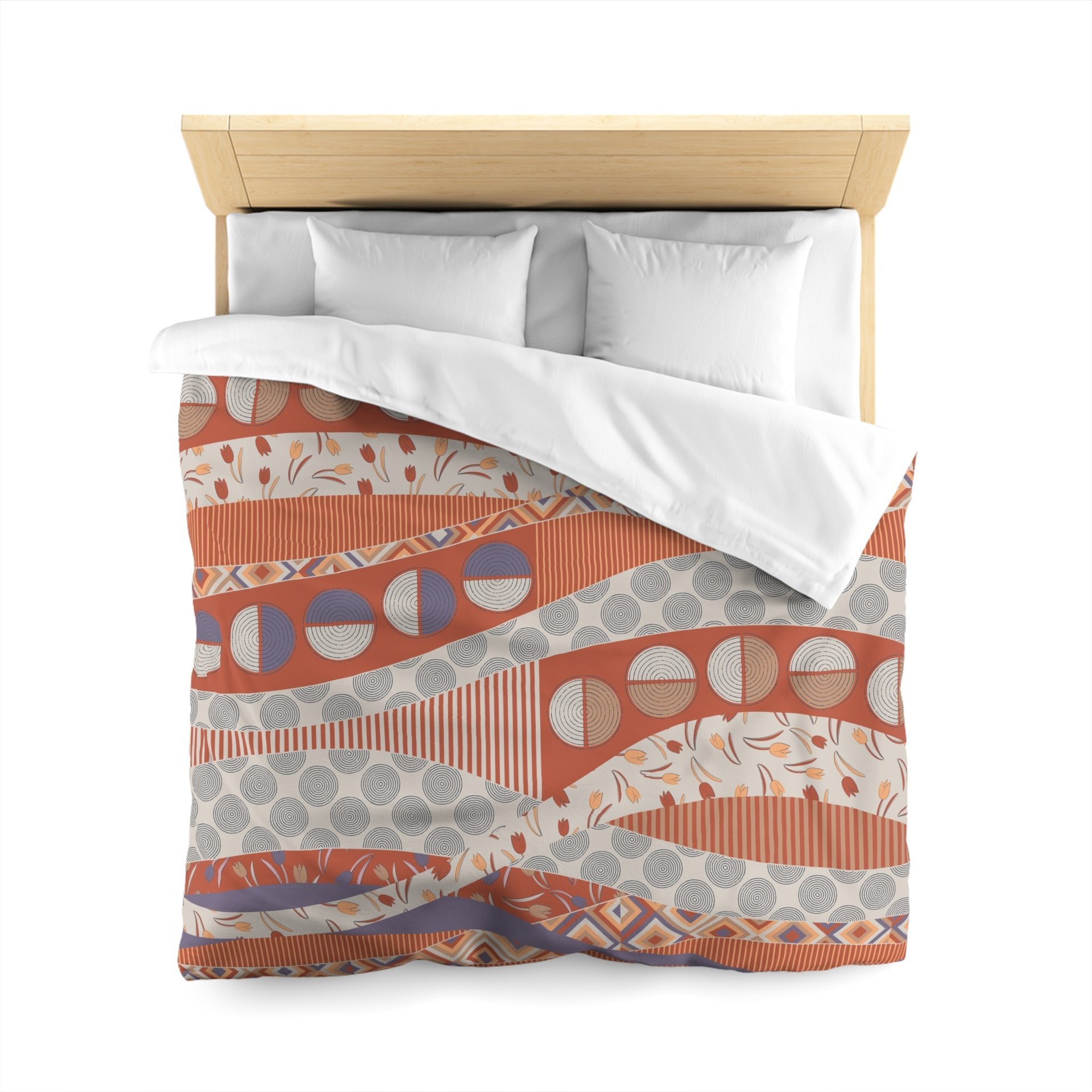 Terracotta & Lavender Abstract Geometric duvet cover queen