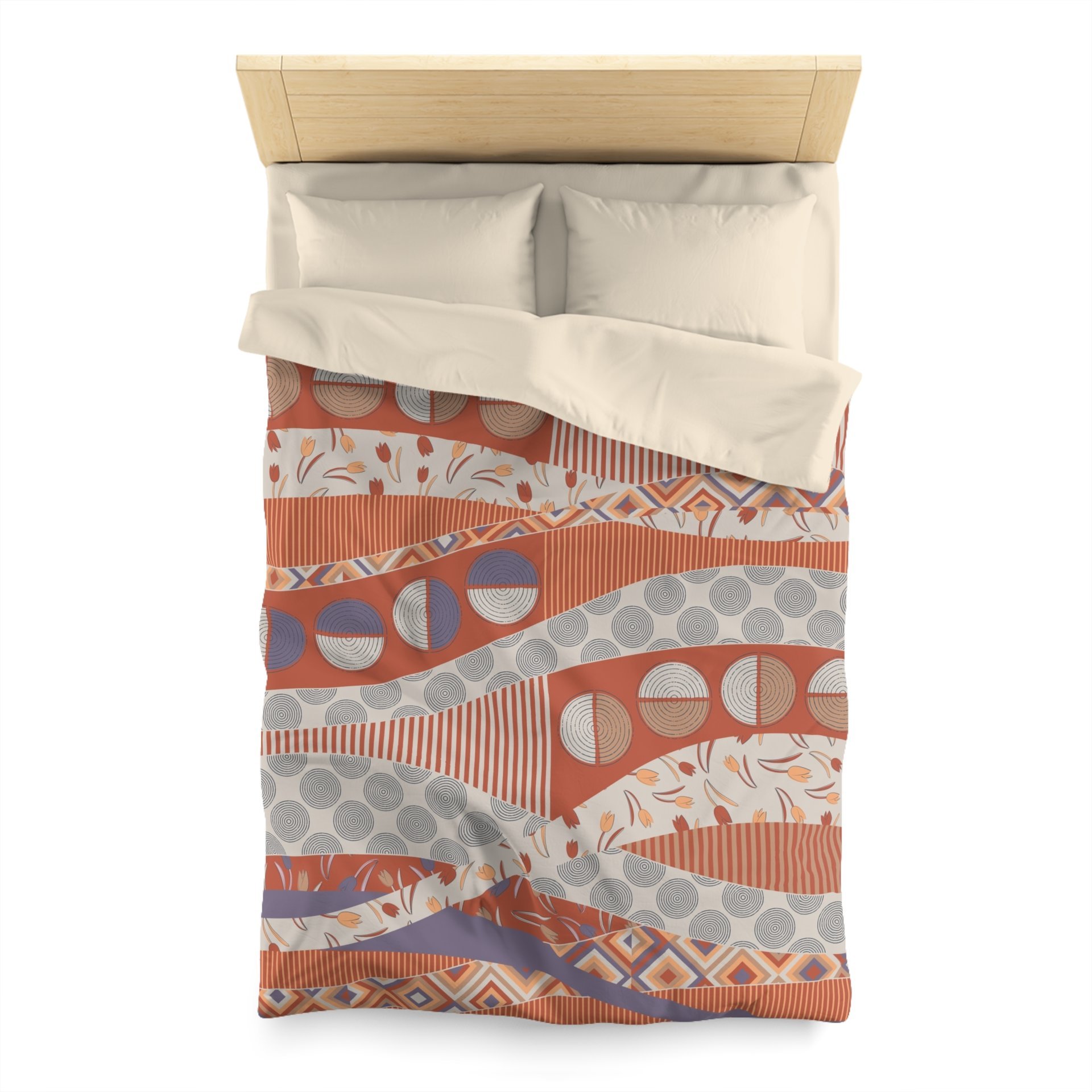 Terracotta & Lavender Abstract Geometric duvet cover twin