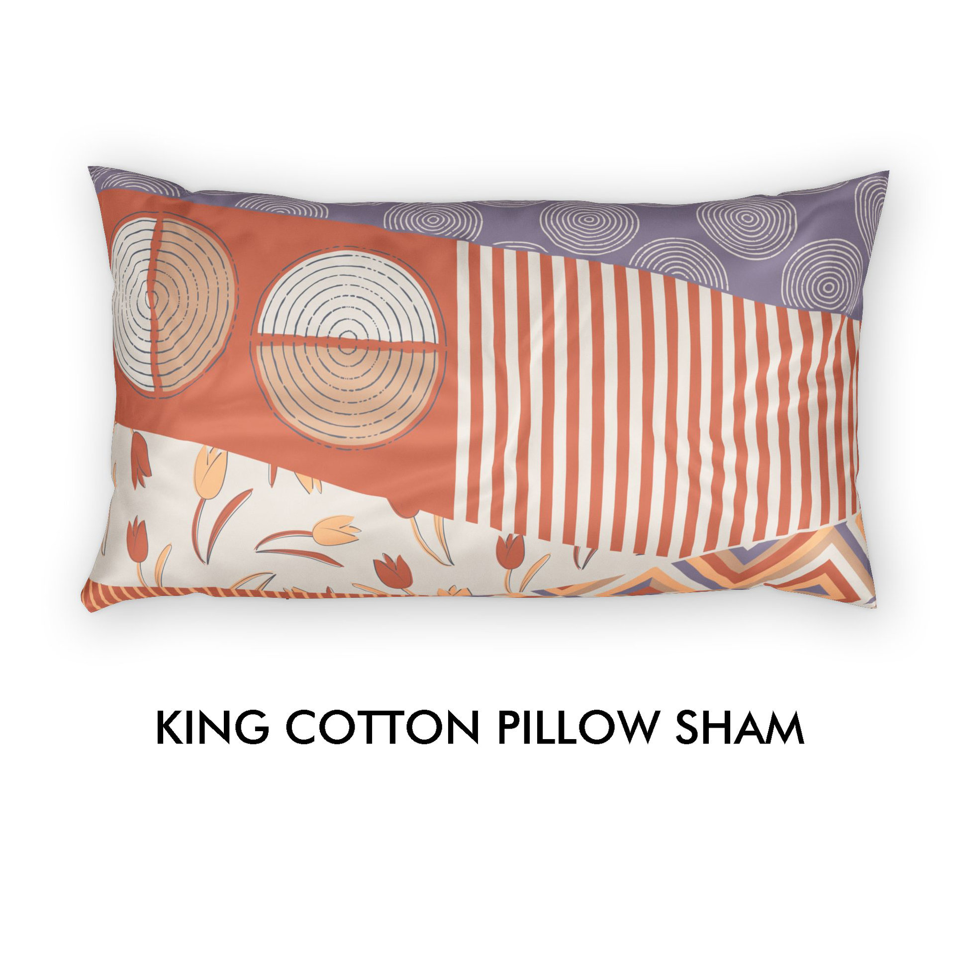Terracotta & Lavender Abstract Geometric pillow sham