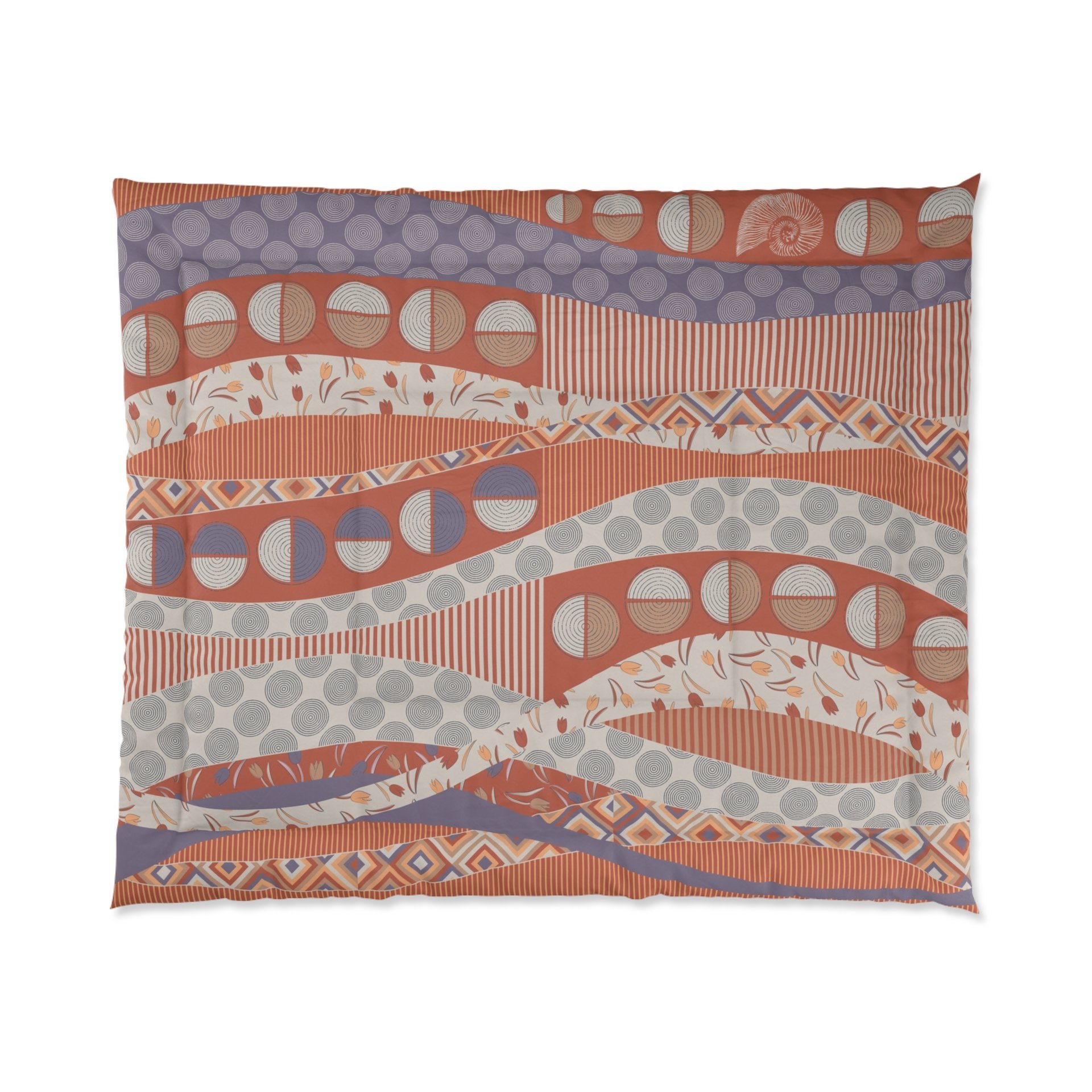 Terracotta & Lavender Abstract Geometric comforter king