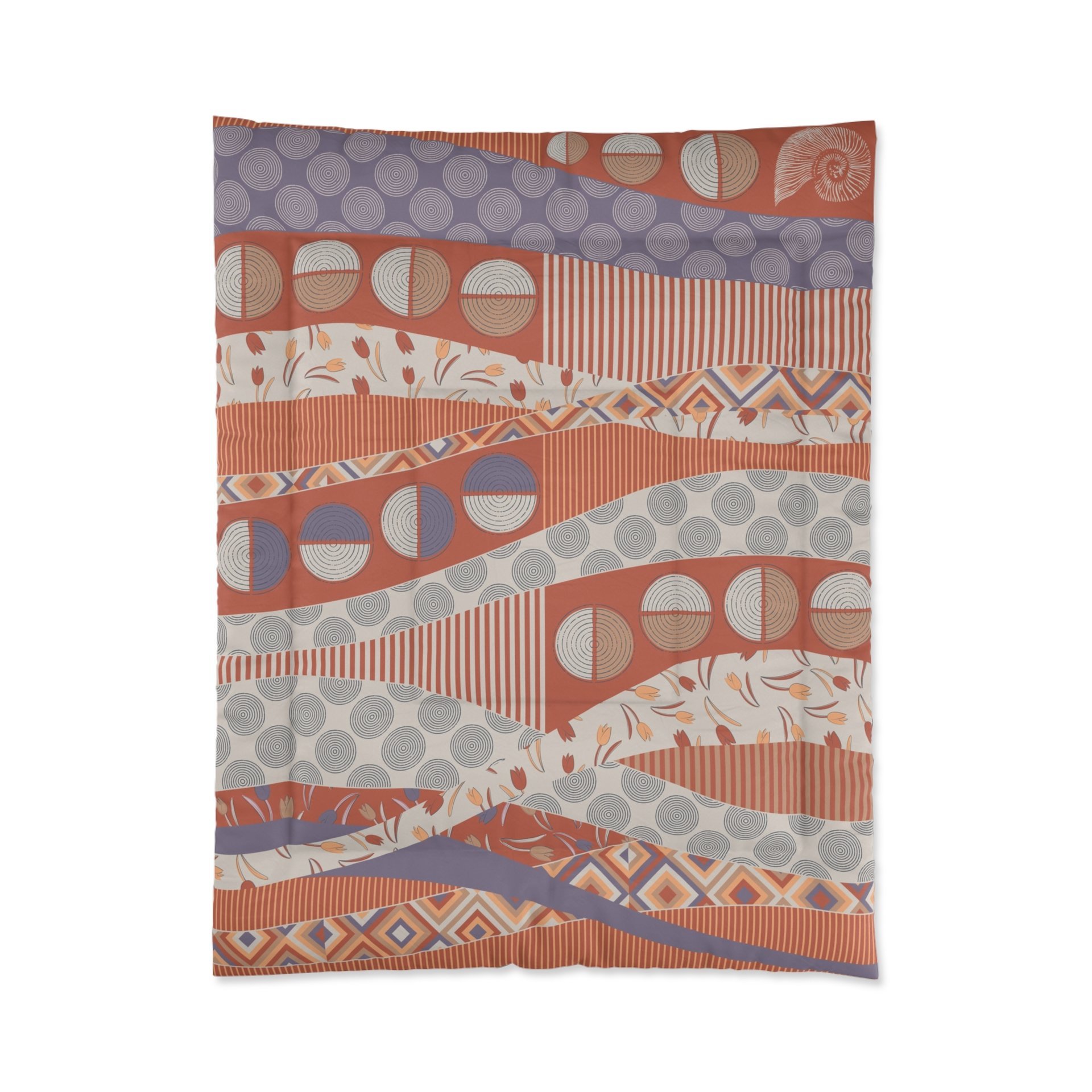Terracotta & Lavender Abstract Geometric comforter twin