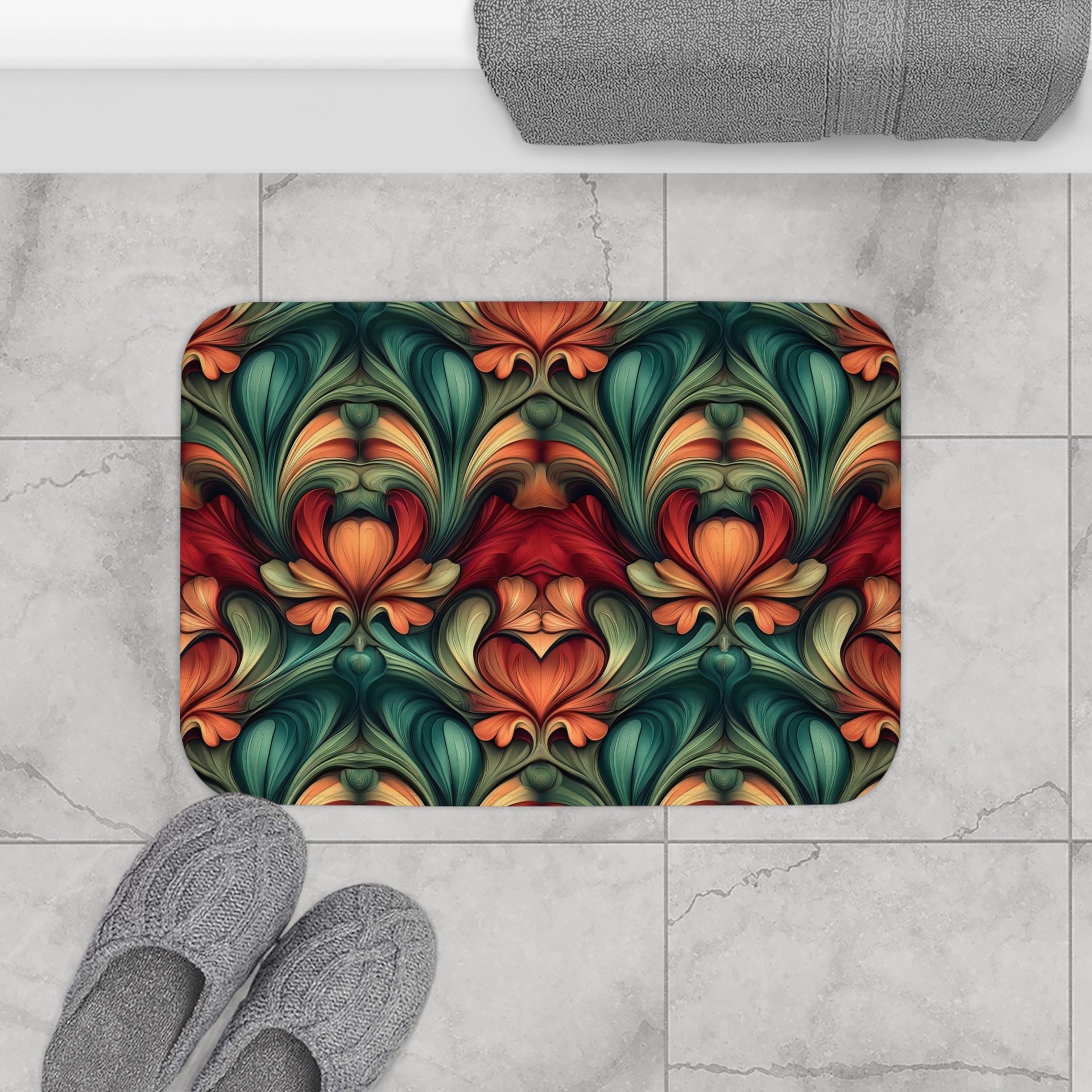 Art Nouveau Floral bath mat, small