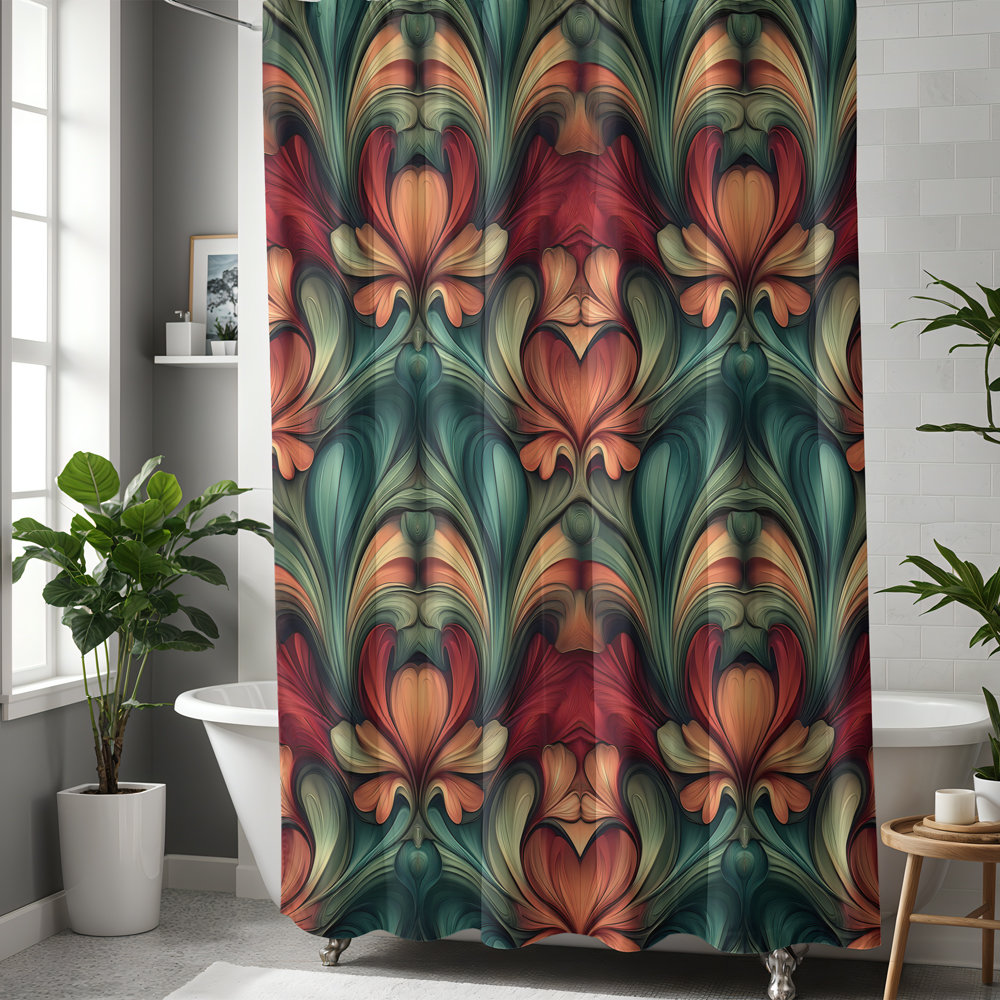 Art Nouveau Floral Shower Curtain