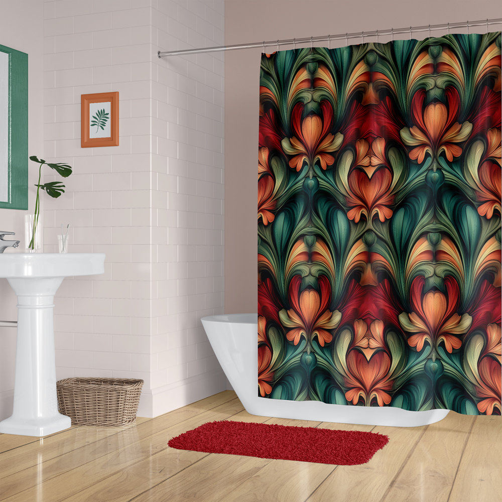 Art Nouveau Floral Shower Curtain