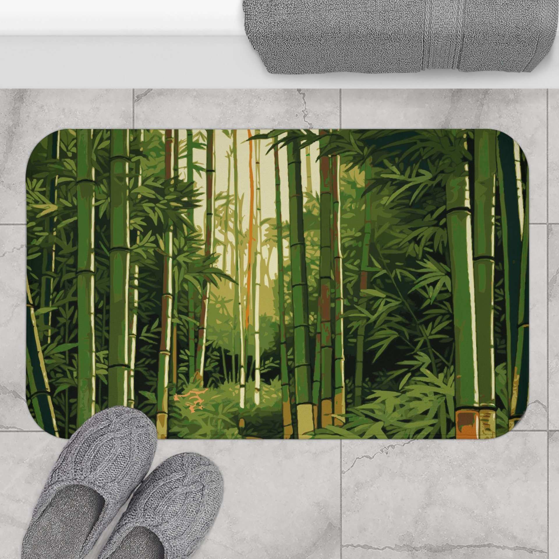 Bamboo forest bath mat, large
