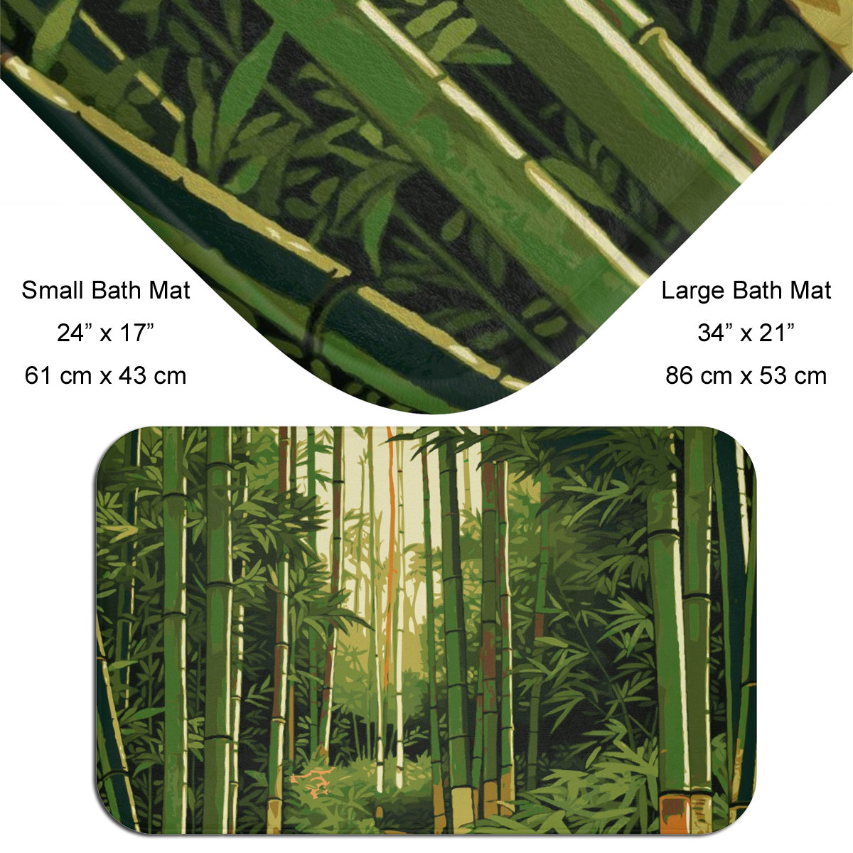 Bamboo forest bath mat, size chart