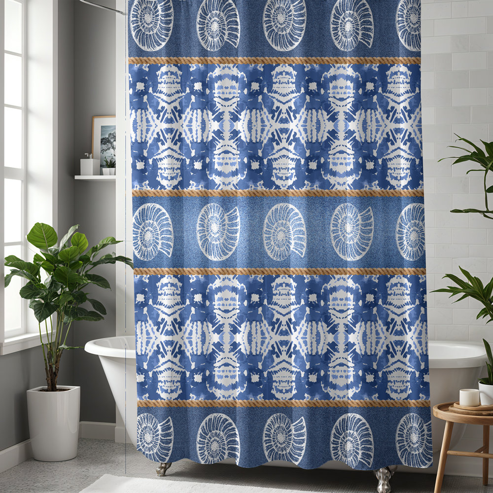 Blue Seashell Shower Curtain