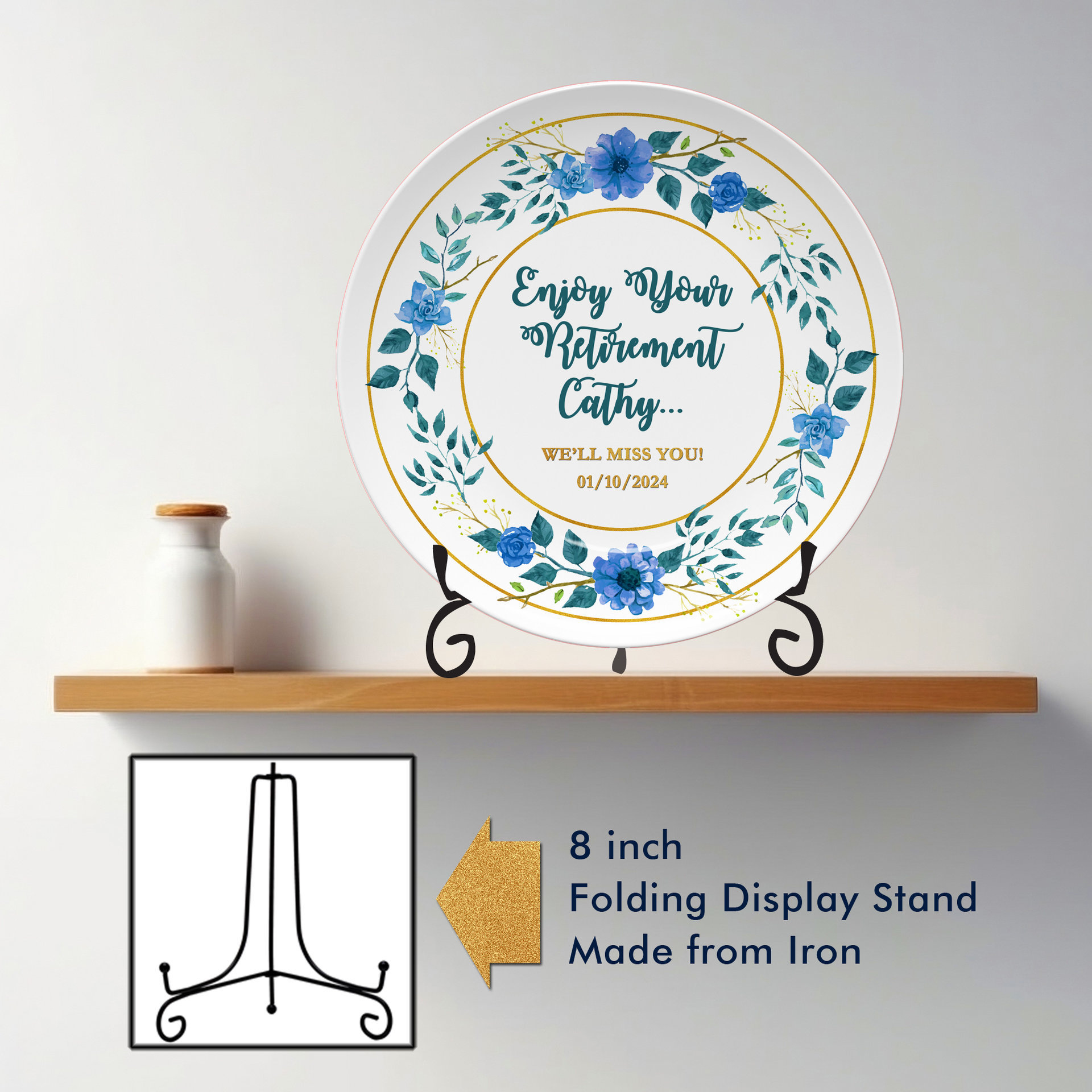 Personalized Wedding Anniversary Gift Plate with Display Stand 