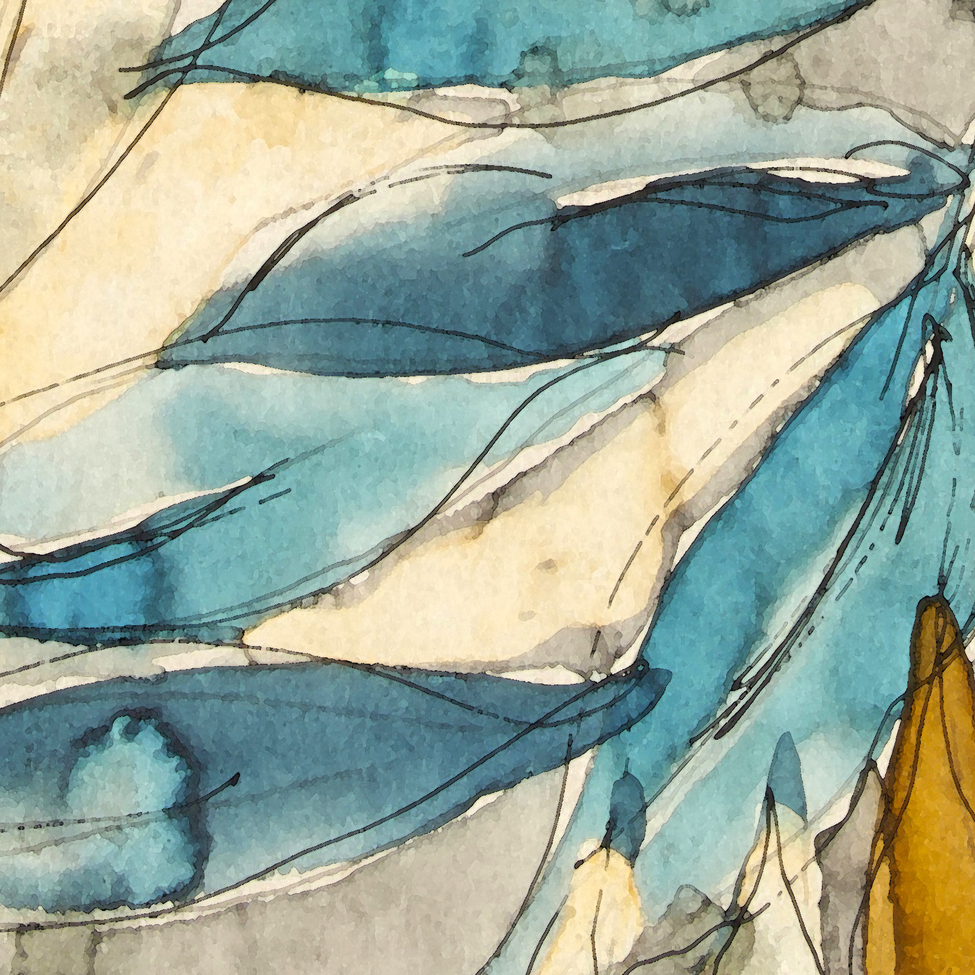 close up watercolor leaves artwork