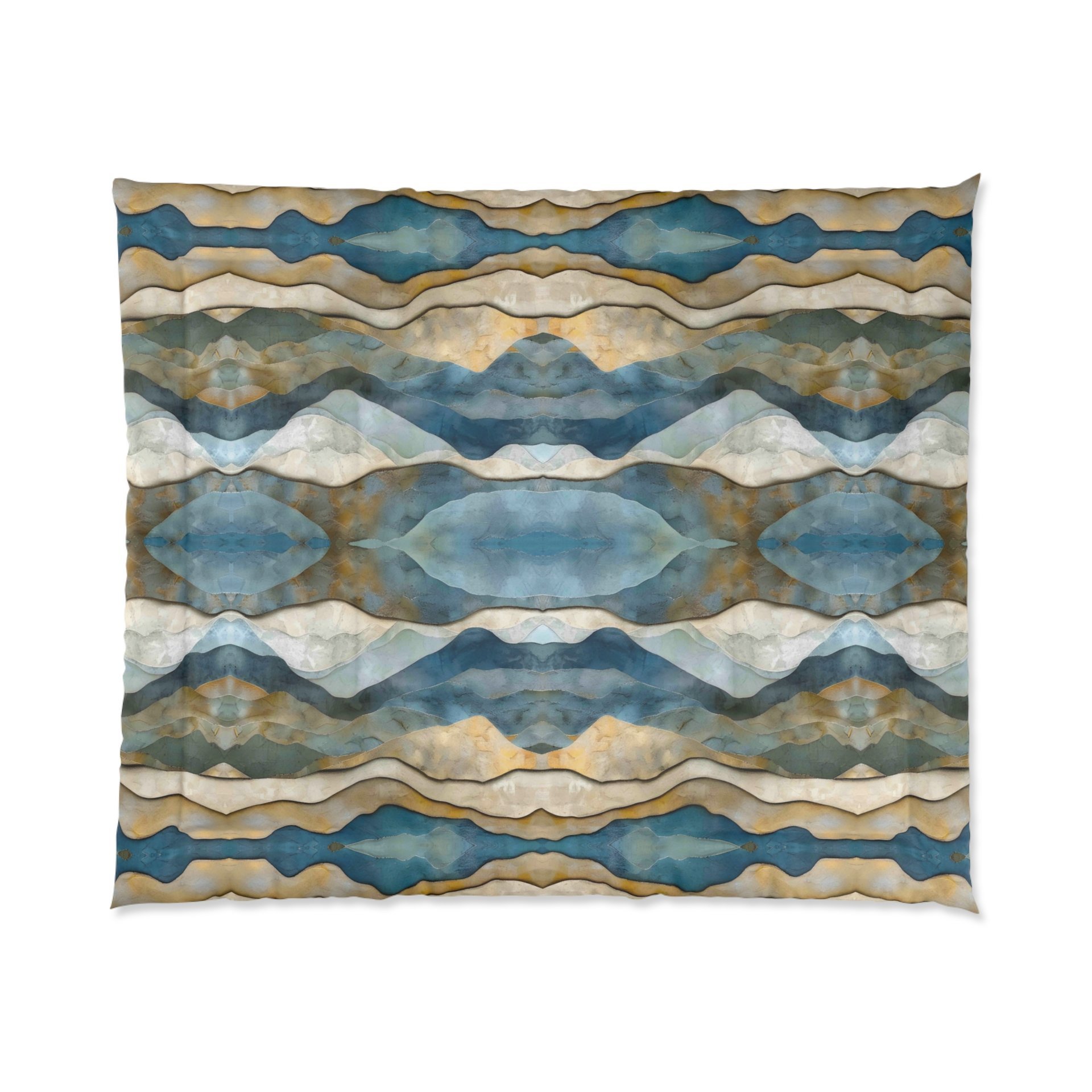 King comforter printed with an abstract watercolor winter landscape