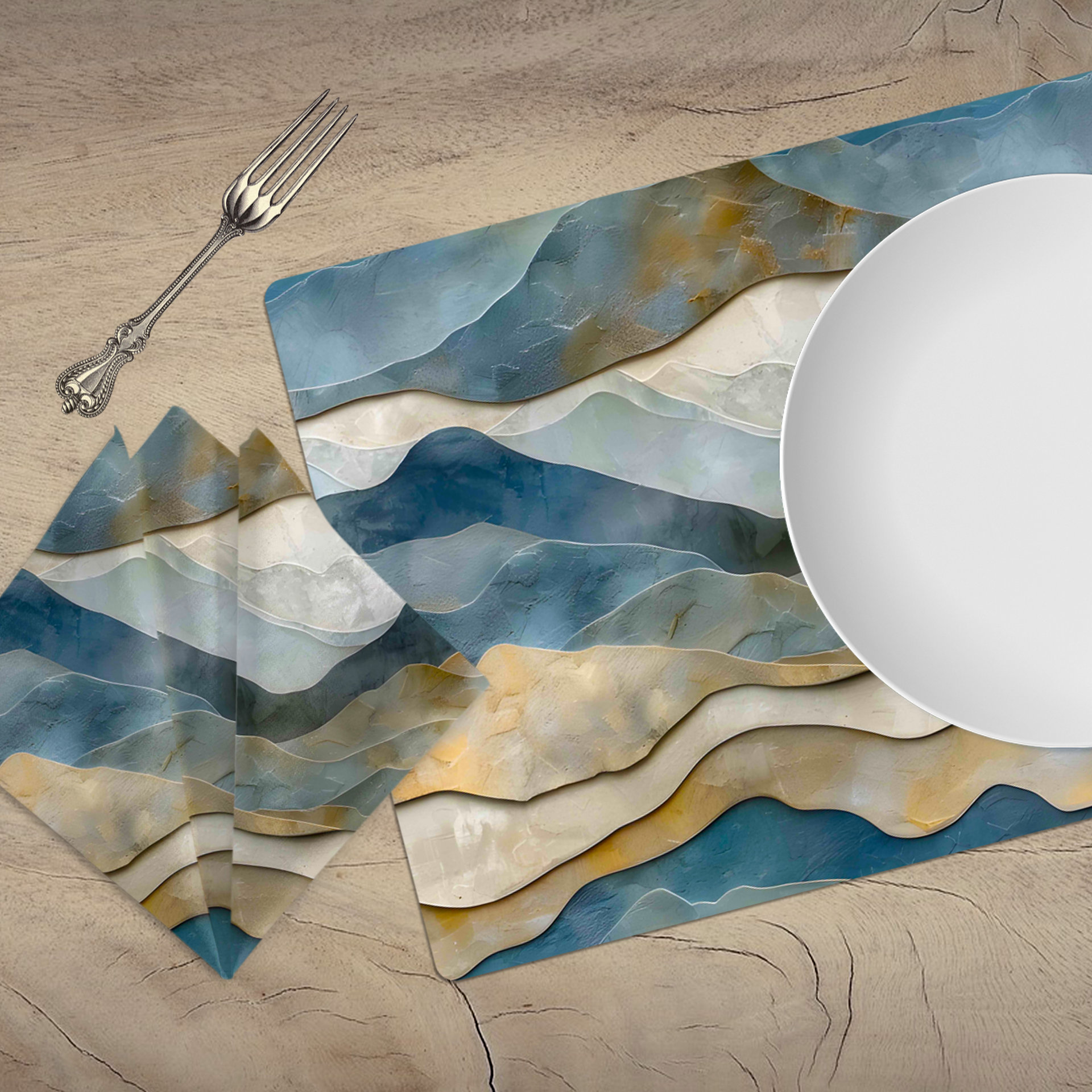 Blue Mountains Cotton placemat and napkin