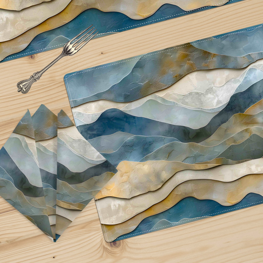 Abstract Wavy Stripes Table Linen Set