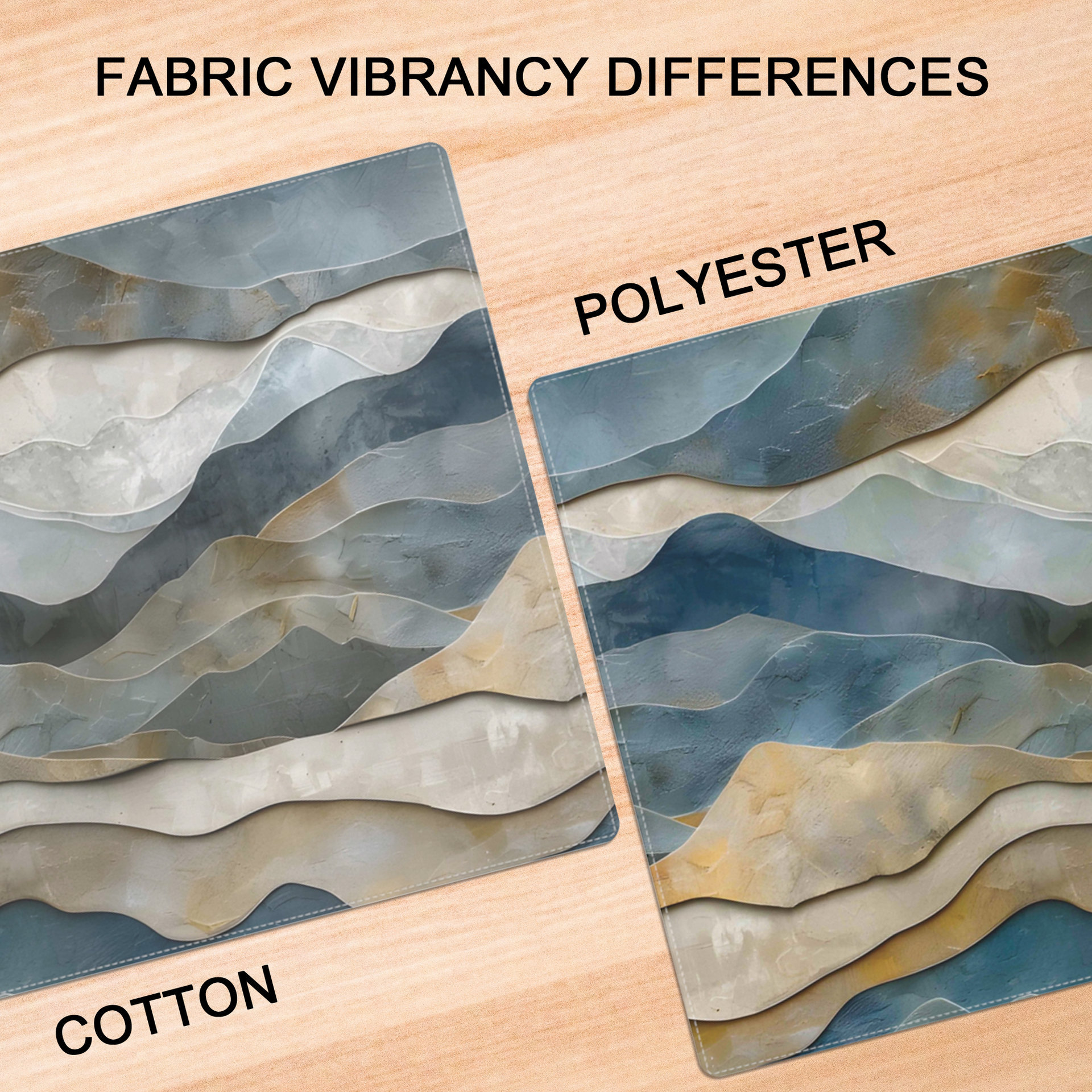 Printing differences between poly and cotton fabric on placemats