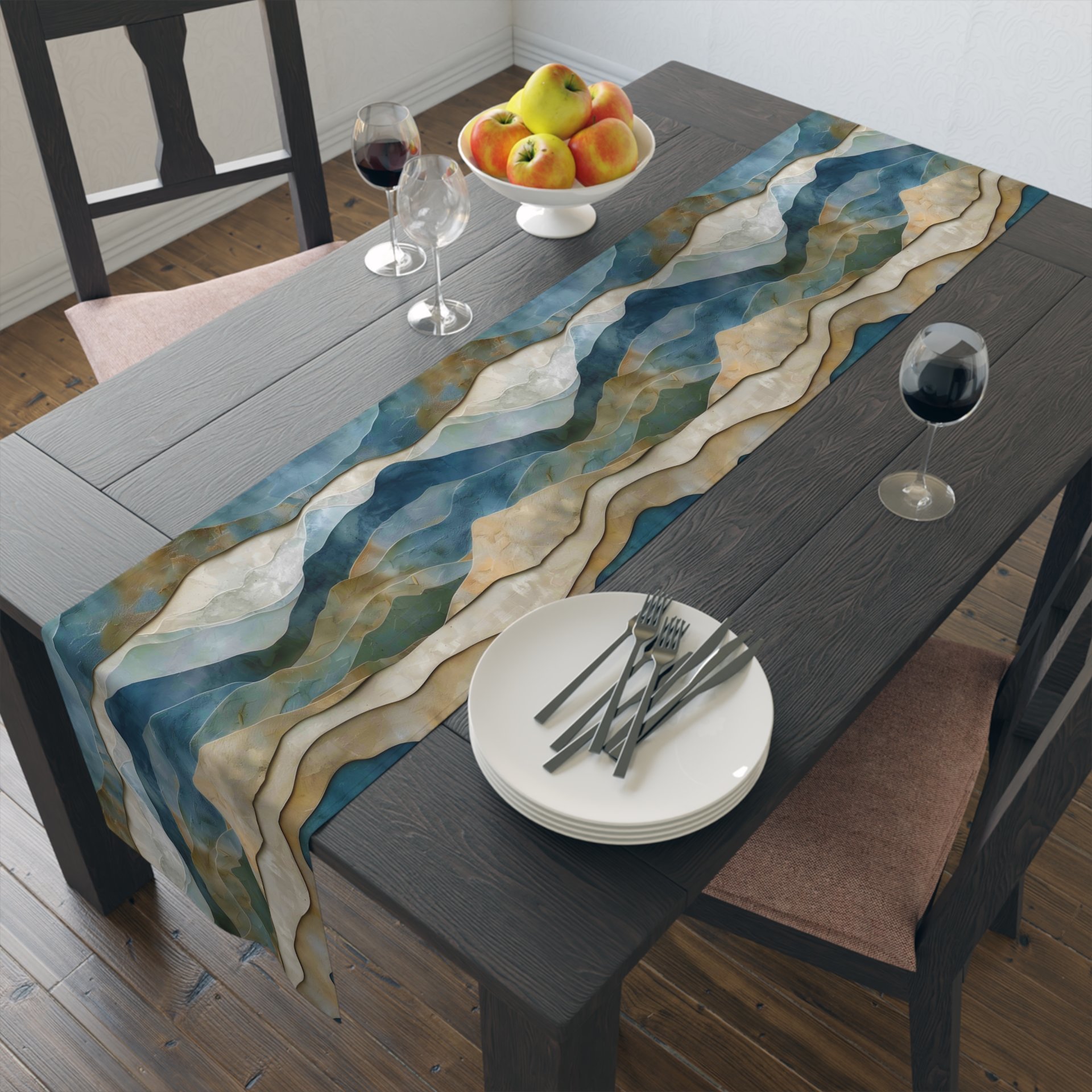 Abstract Wavy Stripes Table runner