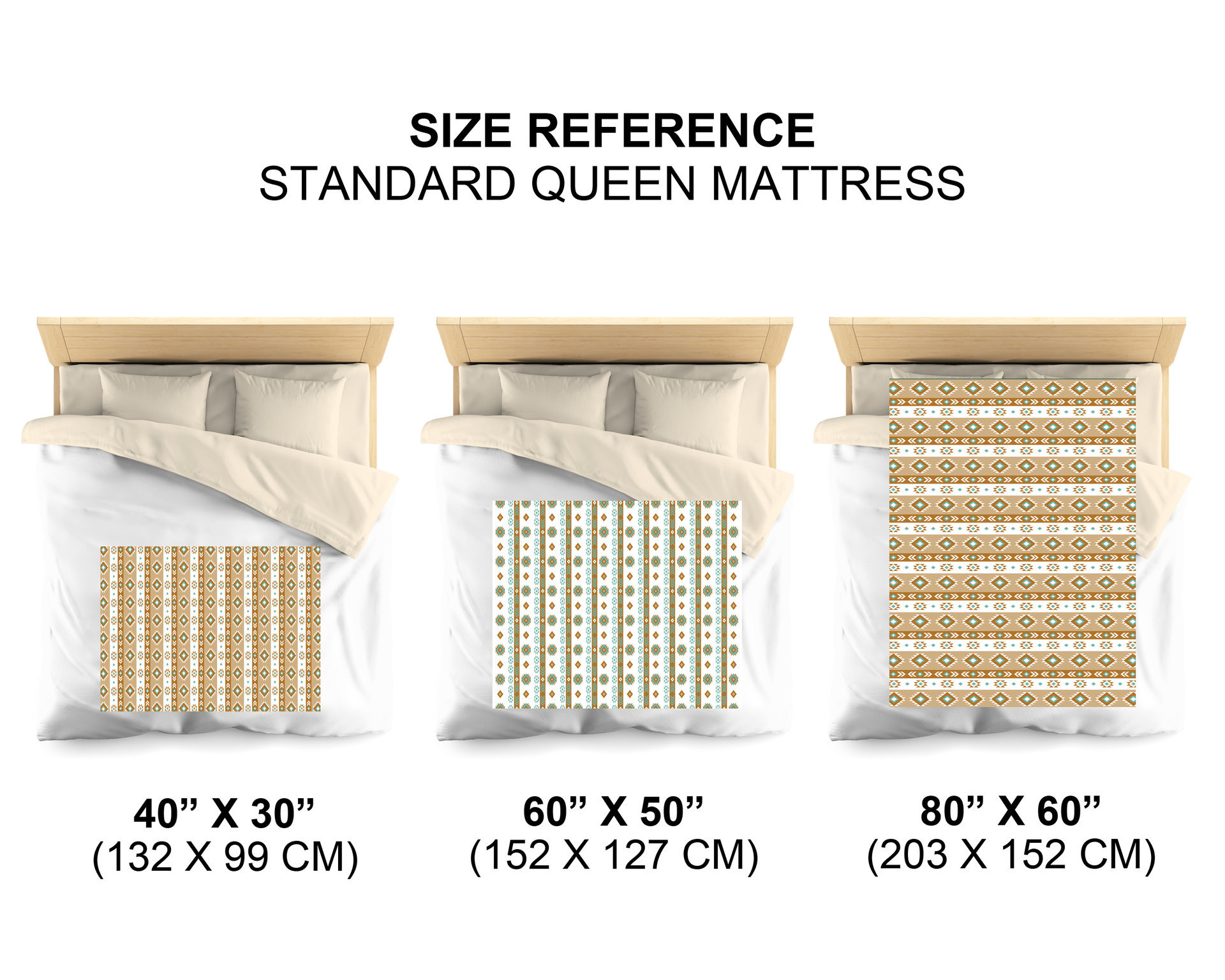 Aztec pattern reversible blanket size chart