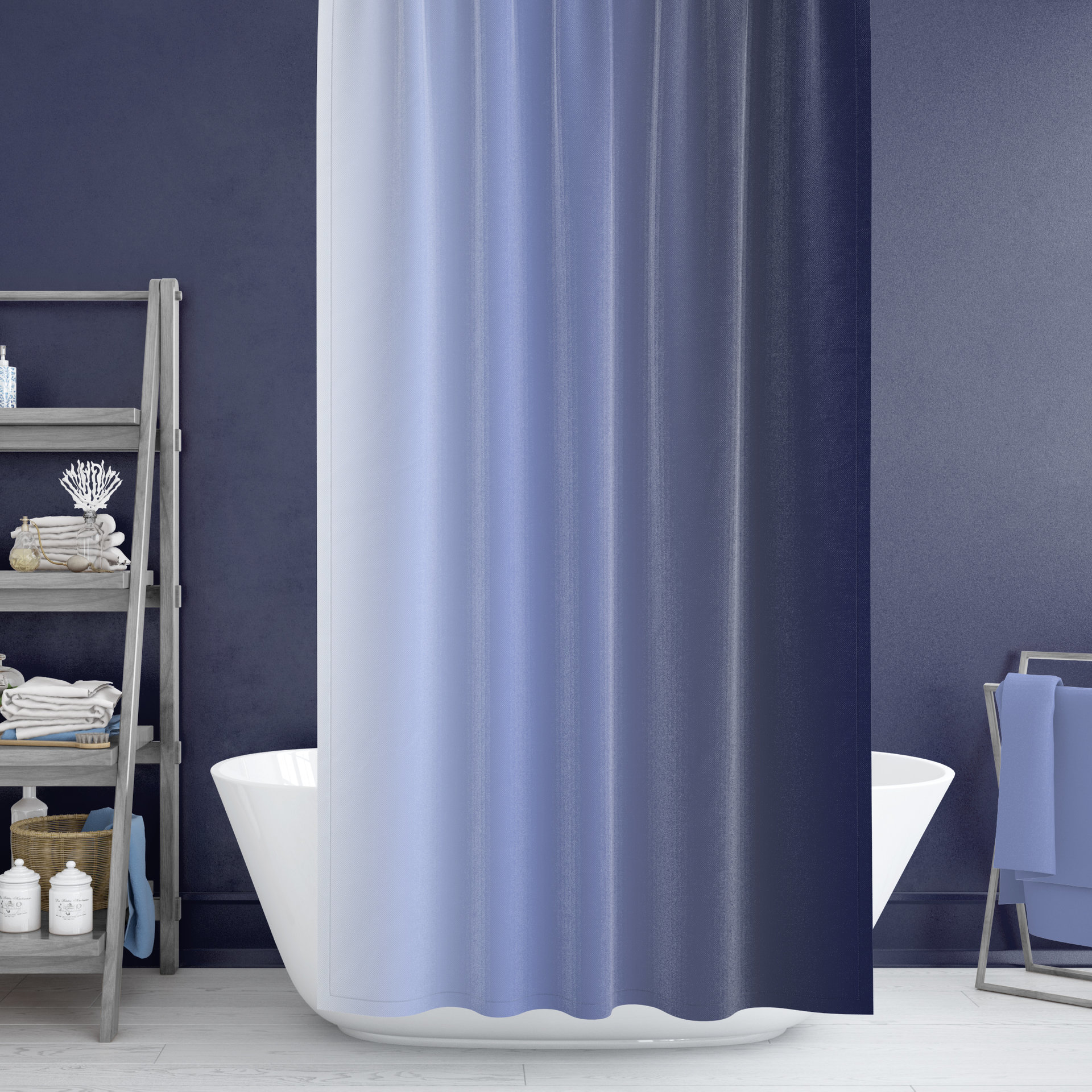 Blue Ombré Stripes Shower Curtain