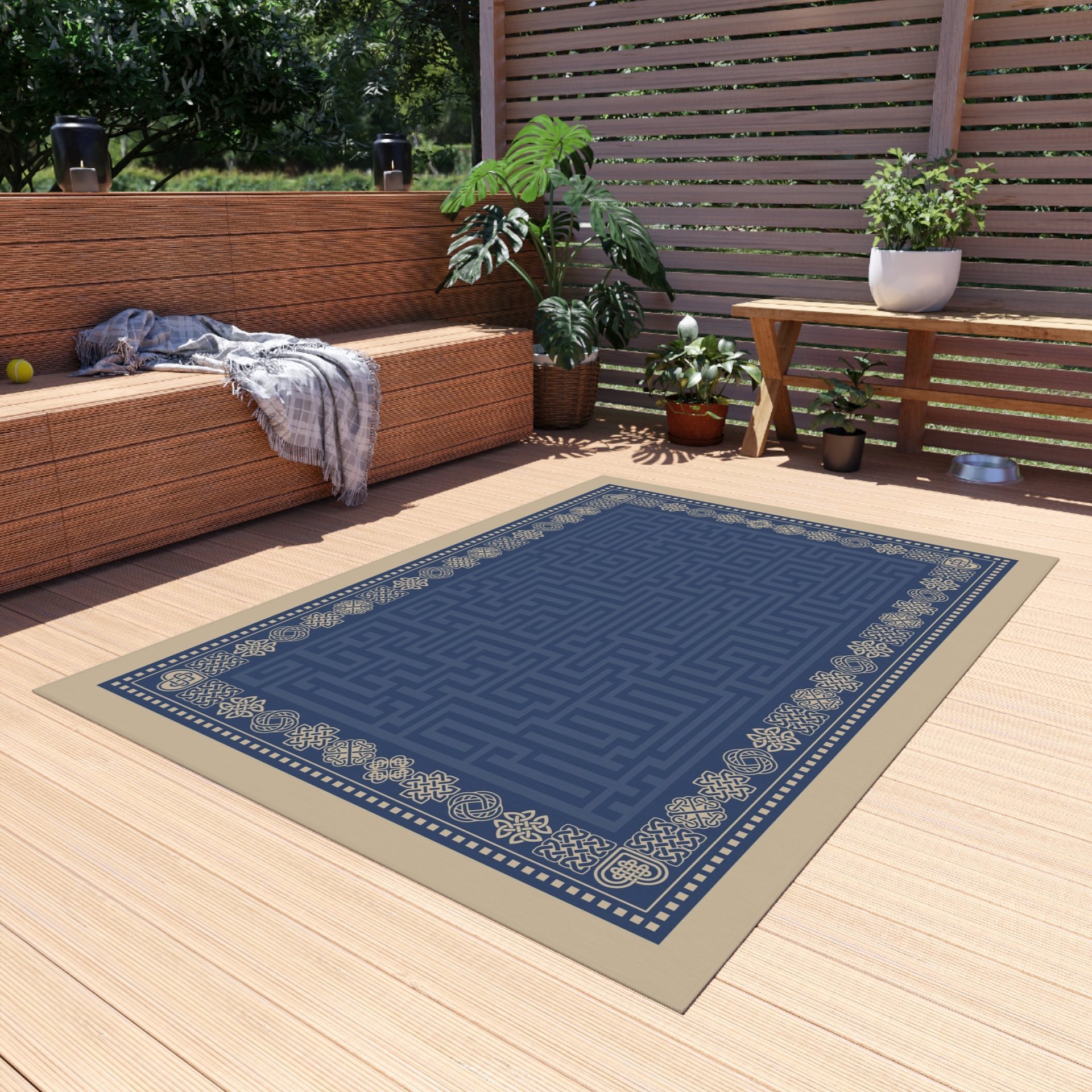 Blue & Beige Celtic Knot Rug