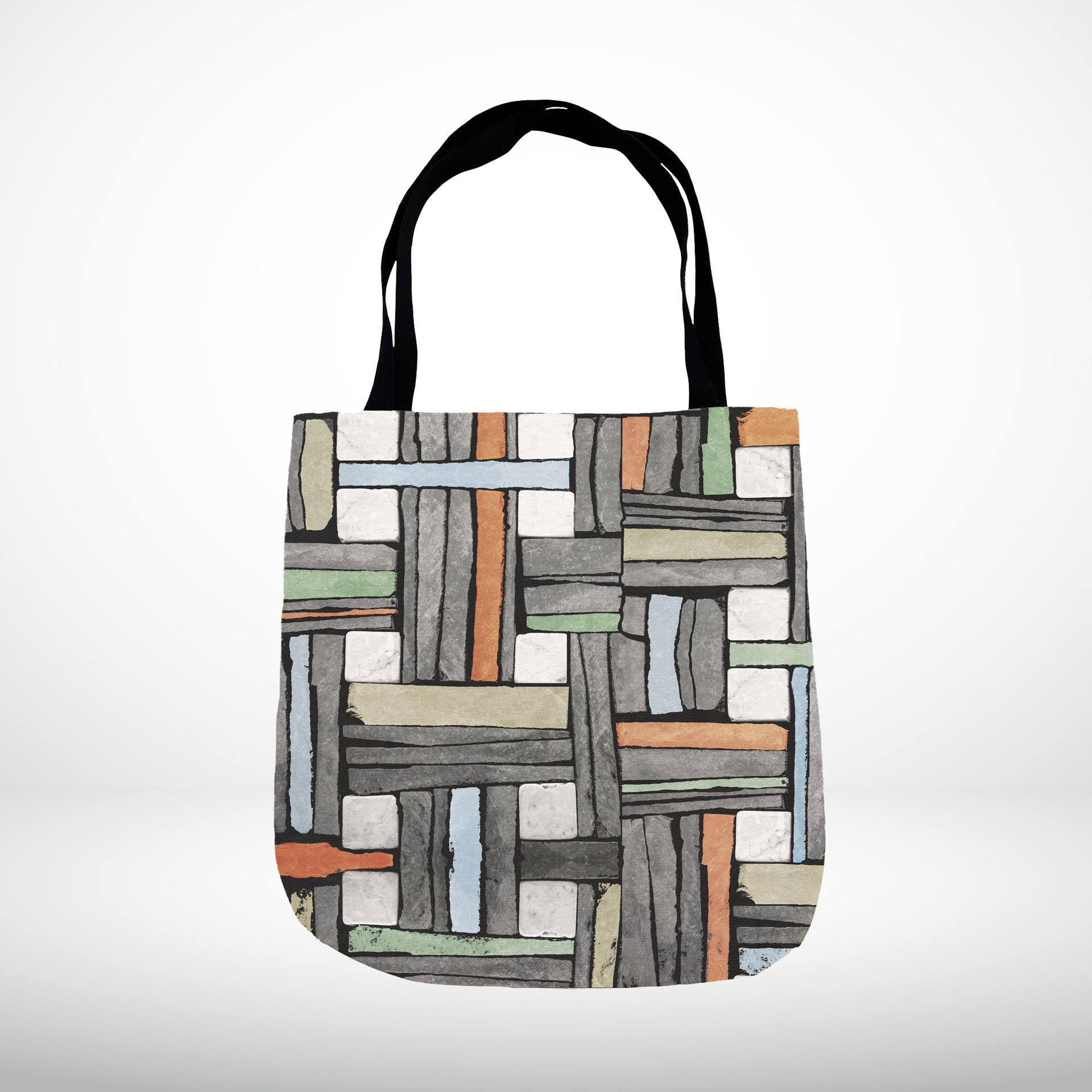 Mondrian Color Block Woven Tapestry Bag