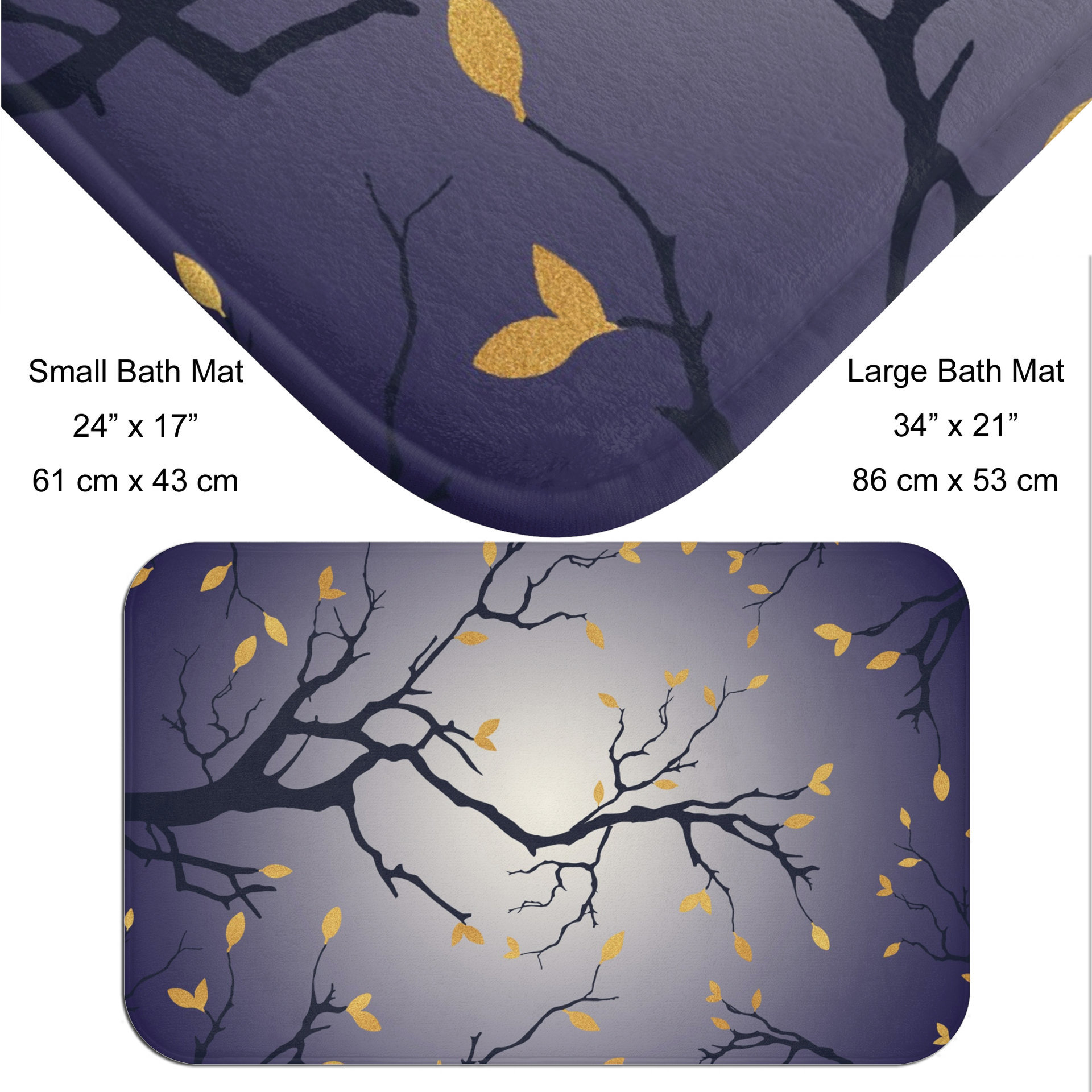 Moonlit Sky bath mat, Navy Blue and Cream Ombré