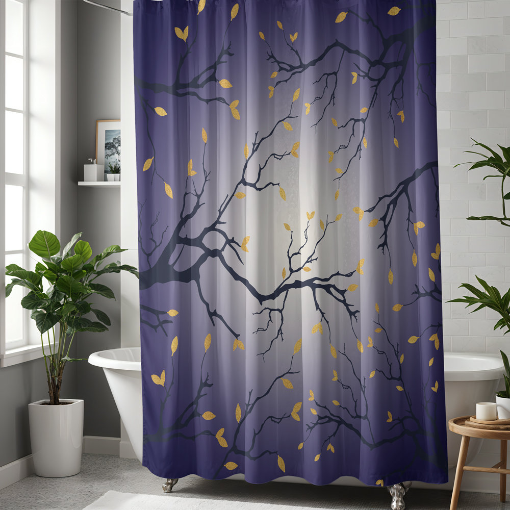 Moonlit Sky Shower Curtain, Navy Blue and Cream Ombré