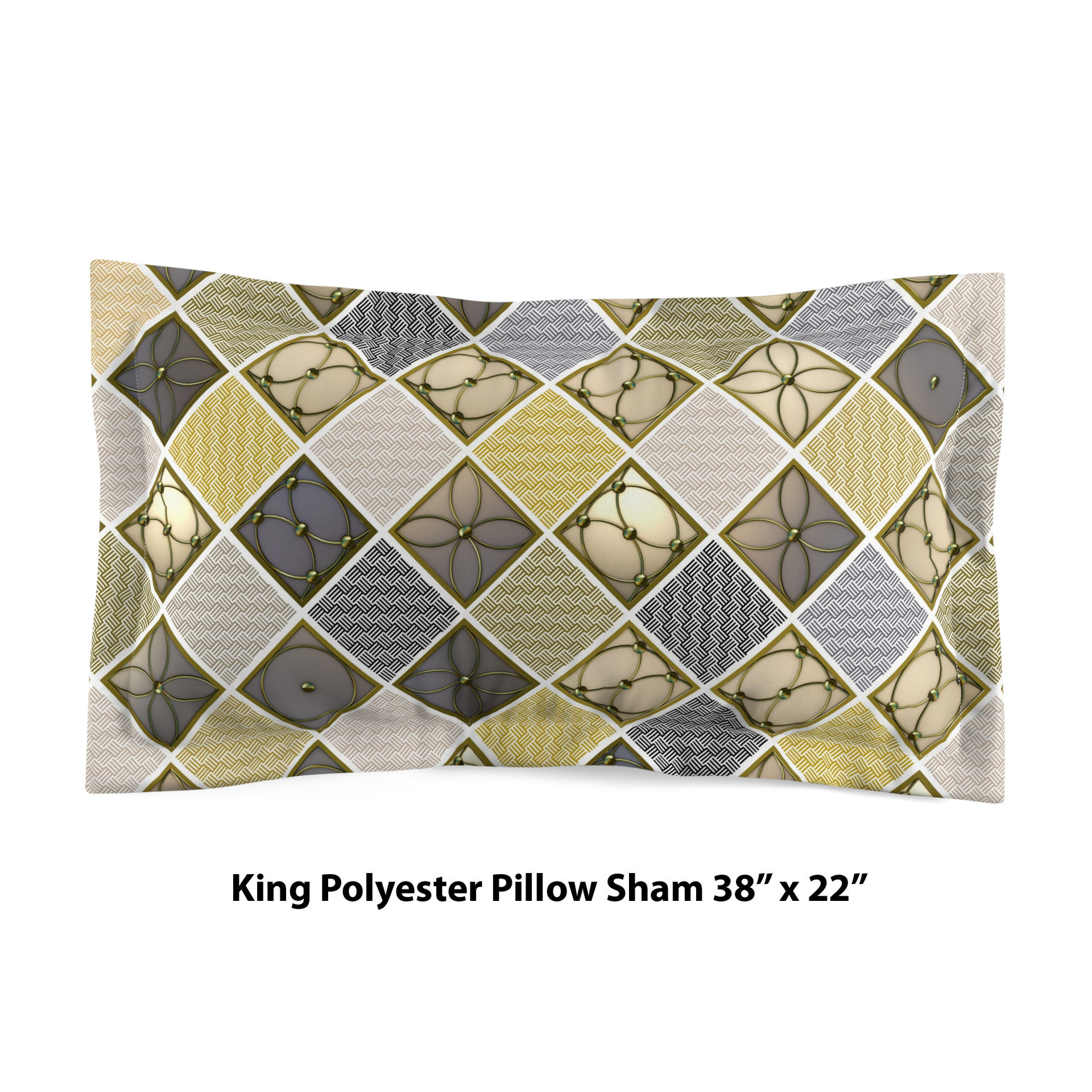 Mustard Yellow Diamond Pattern Bedding, Cotton or Poly