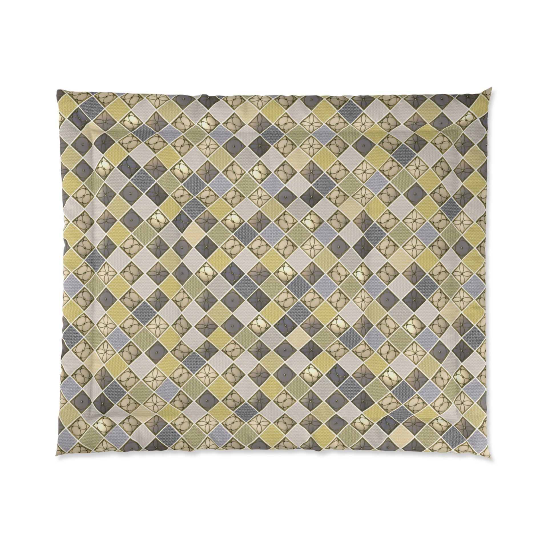 Mustard Yellow Diamond Pattern king comforter
