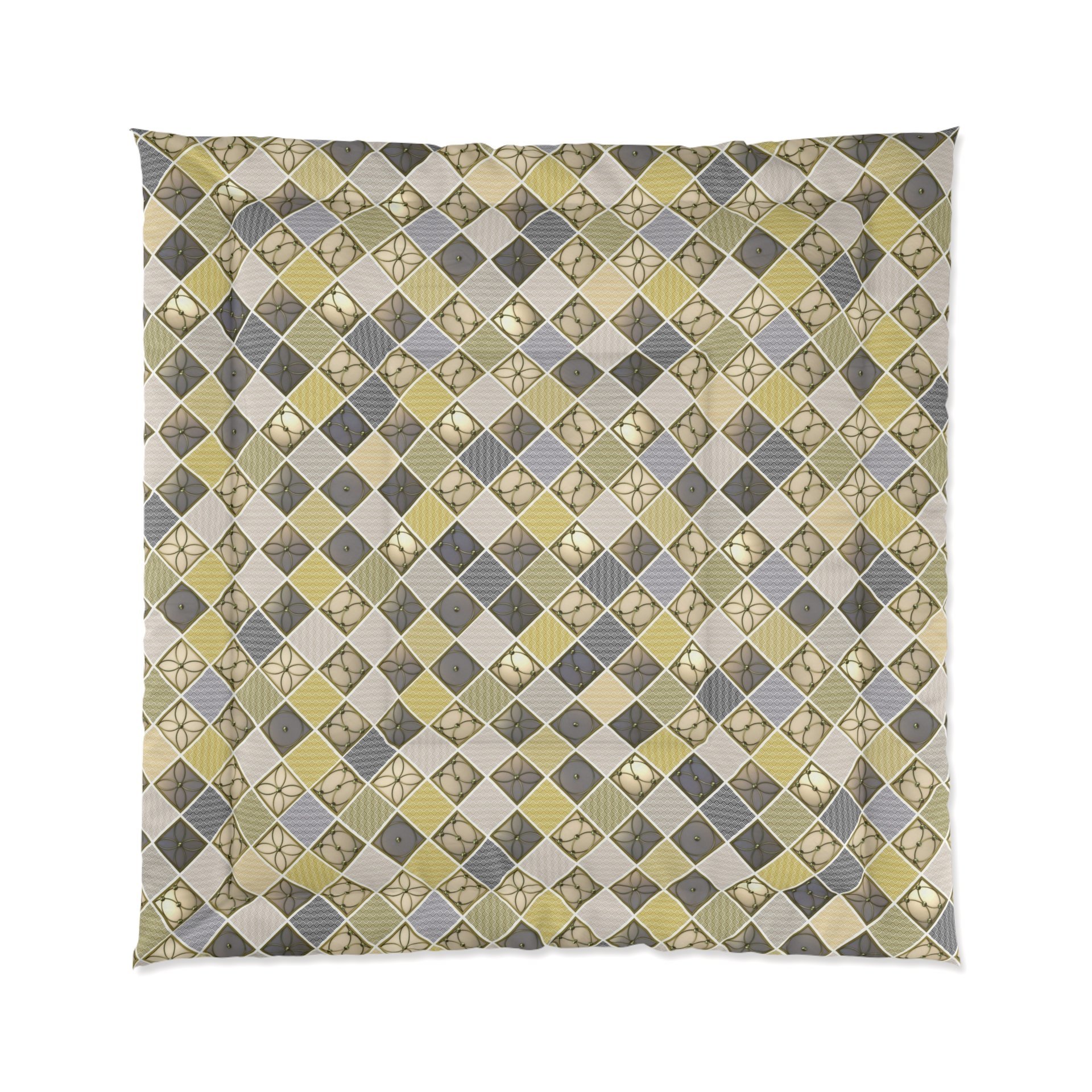 Mustard Yellow Diamond Pattern queen comforter
