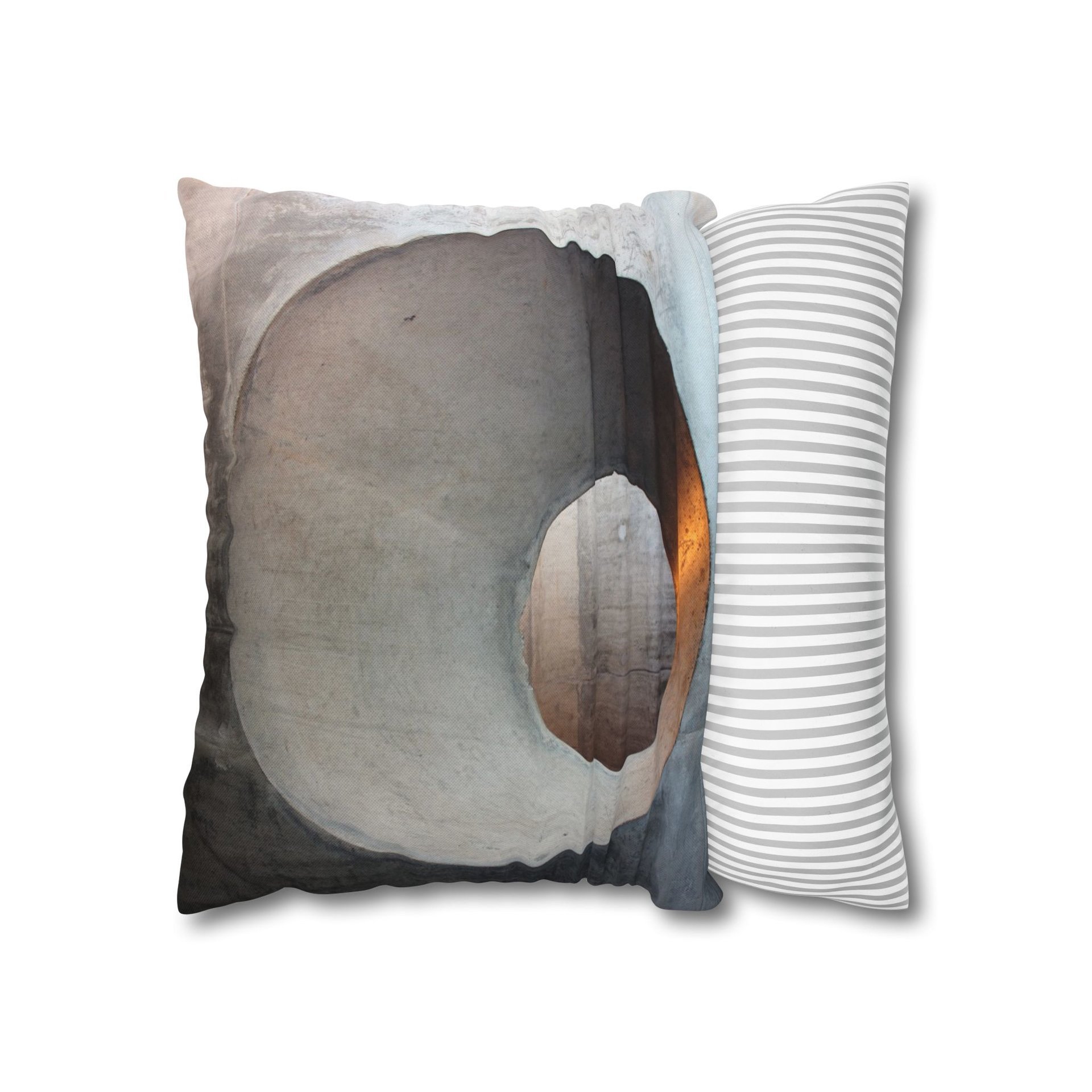 Minimalist Concrete Circle Art Throw Pillow Cover – Modern Industrial Decor