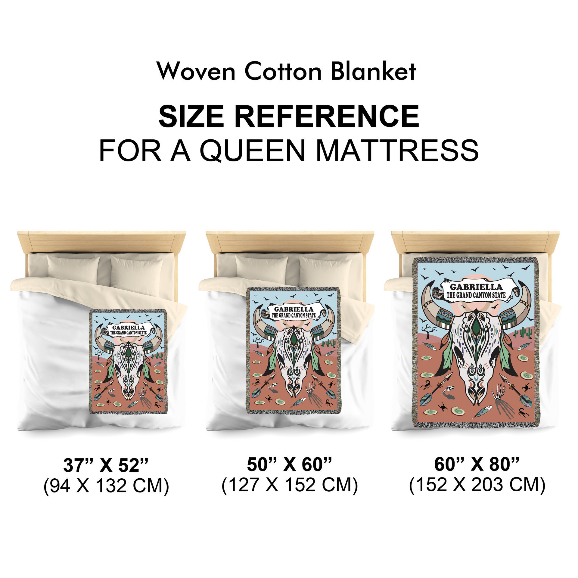 Blanket size in reference to a queen sized bed