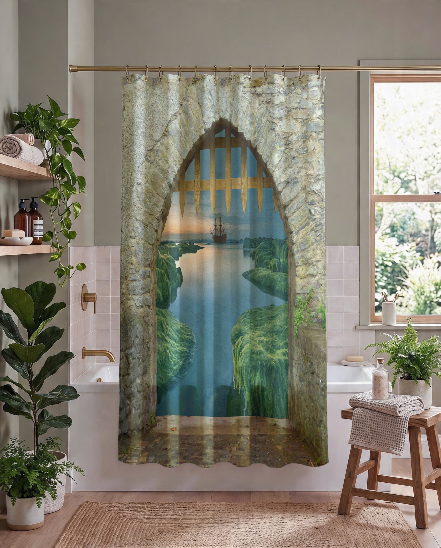 Medieval Castle Fantasy Shower Curtain