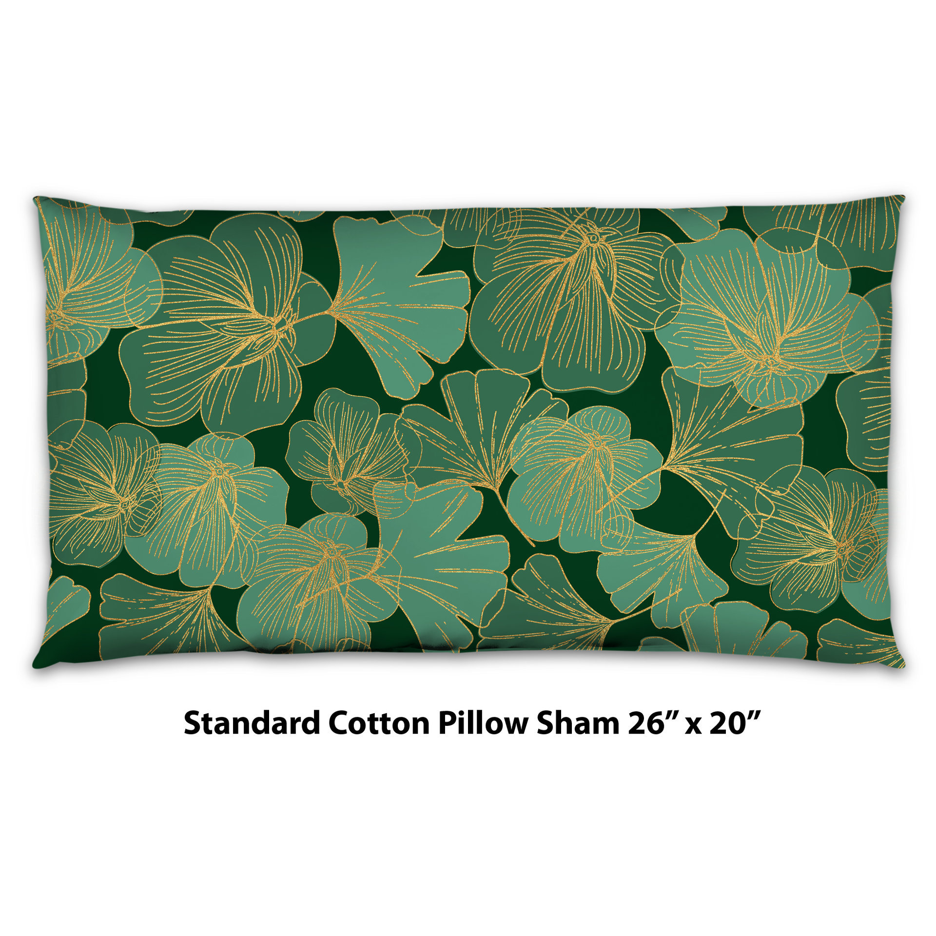 Green and Gold Asian Leaf Bedding, Cotton or Poly