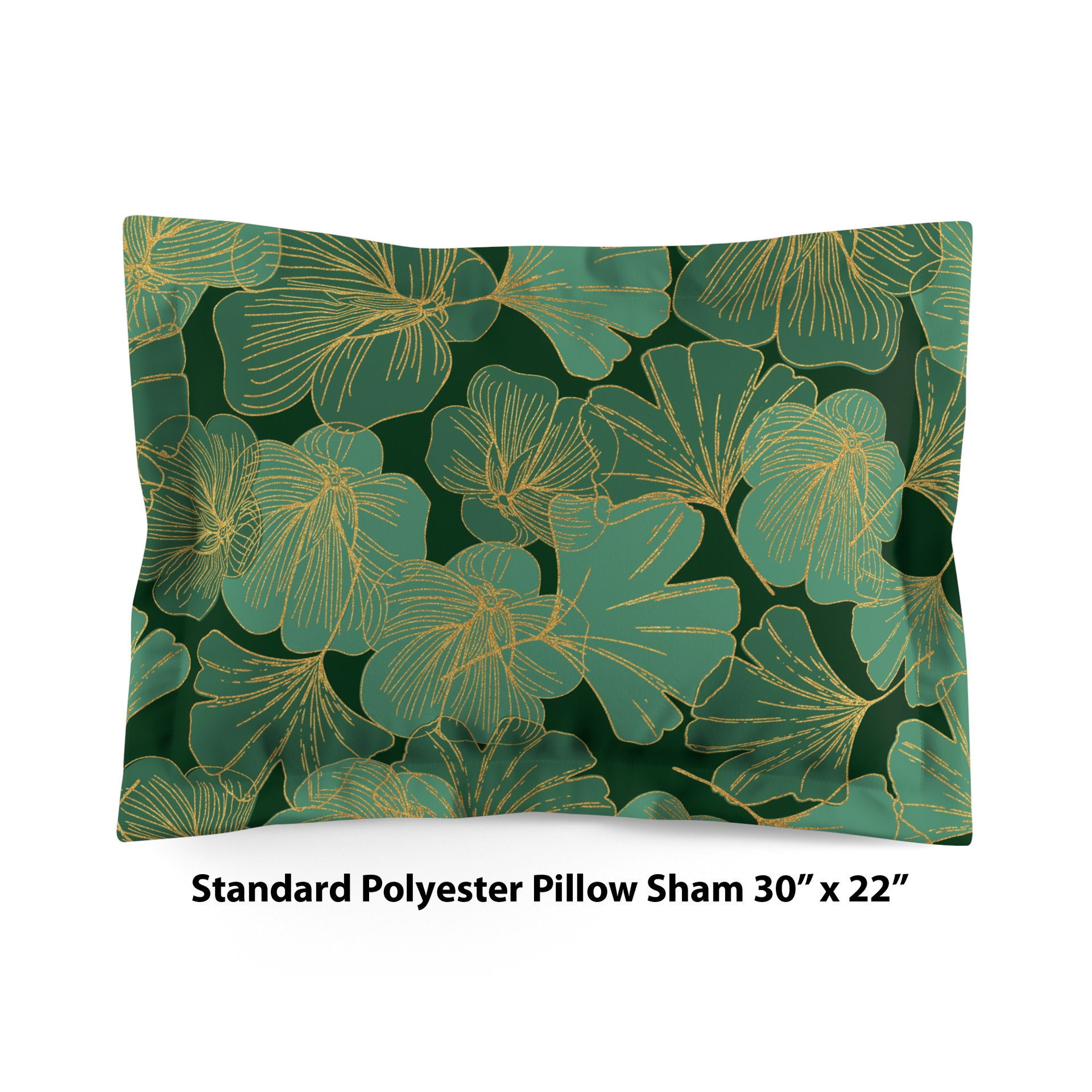 Green and Gold Asian Leaf Bedding, Cotton or Poly