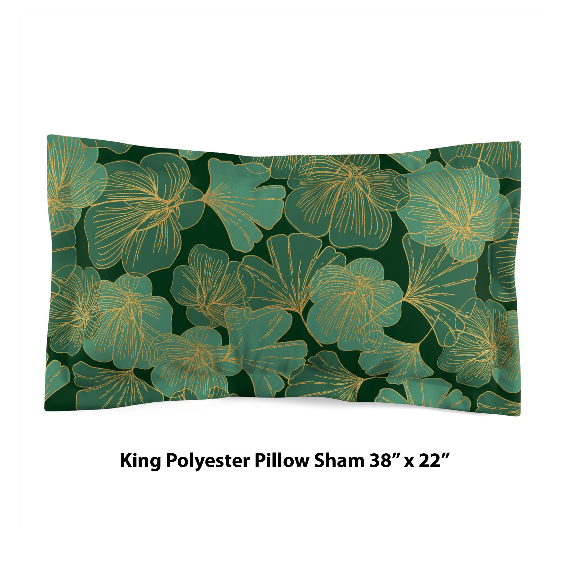 Green and Gold Asian Leaf Bedding, Cotton or Poly