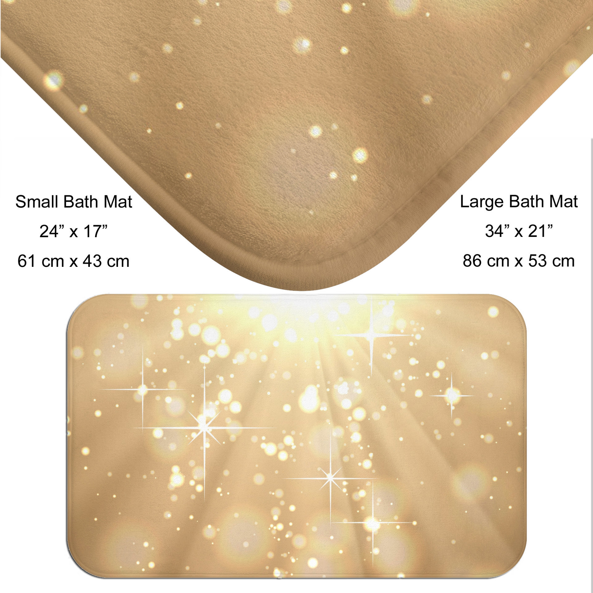 Gold Bokeh Lights bath mat, Hollywood Glam Style