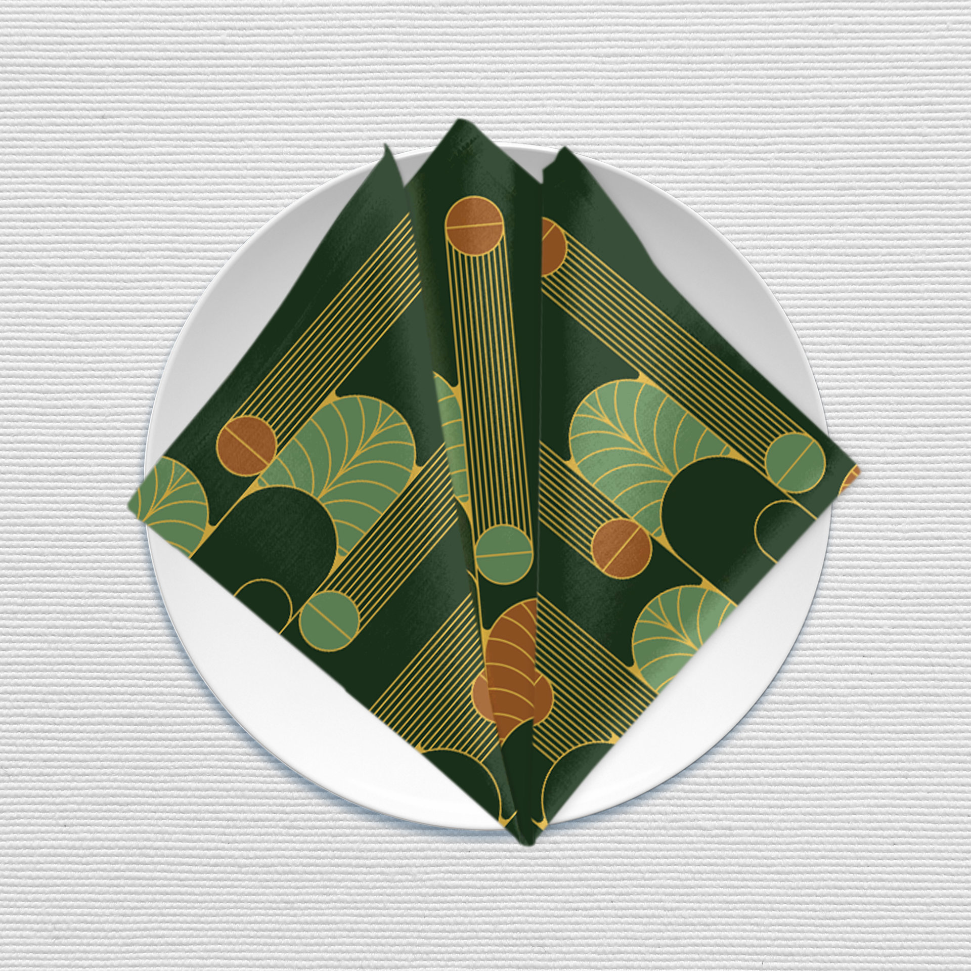 Forest Green Art Deco Napkin