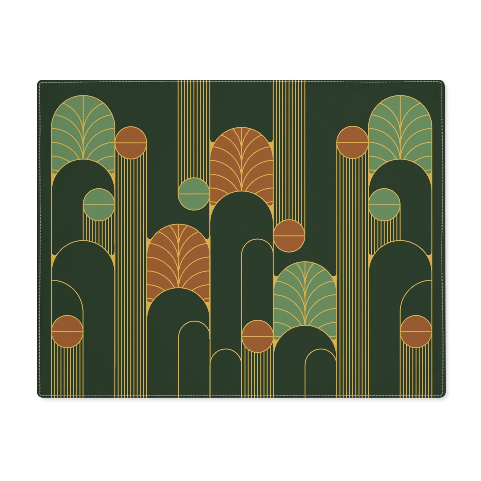 Forest Green, Gold, Slate Green and sienna Art Deco Placemat