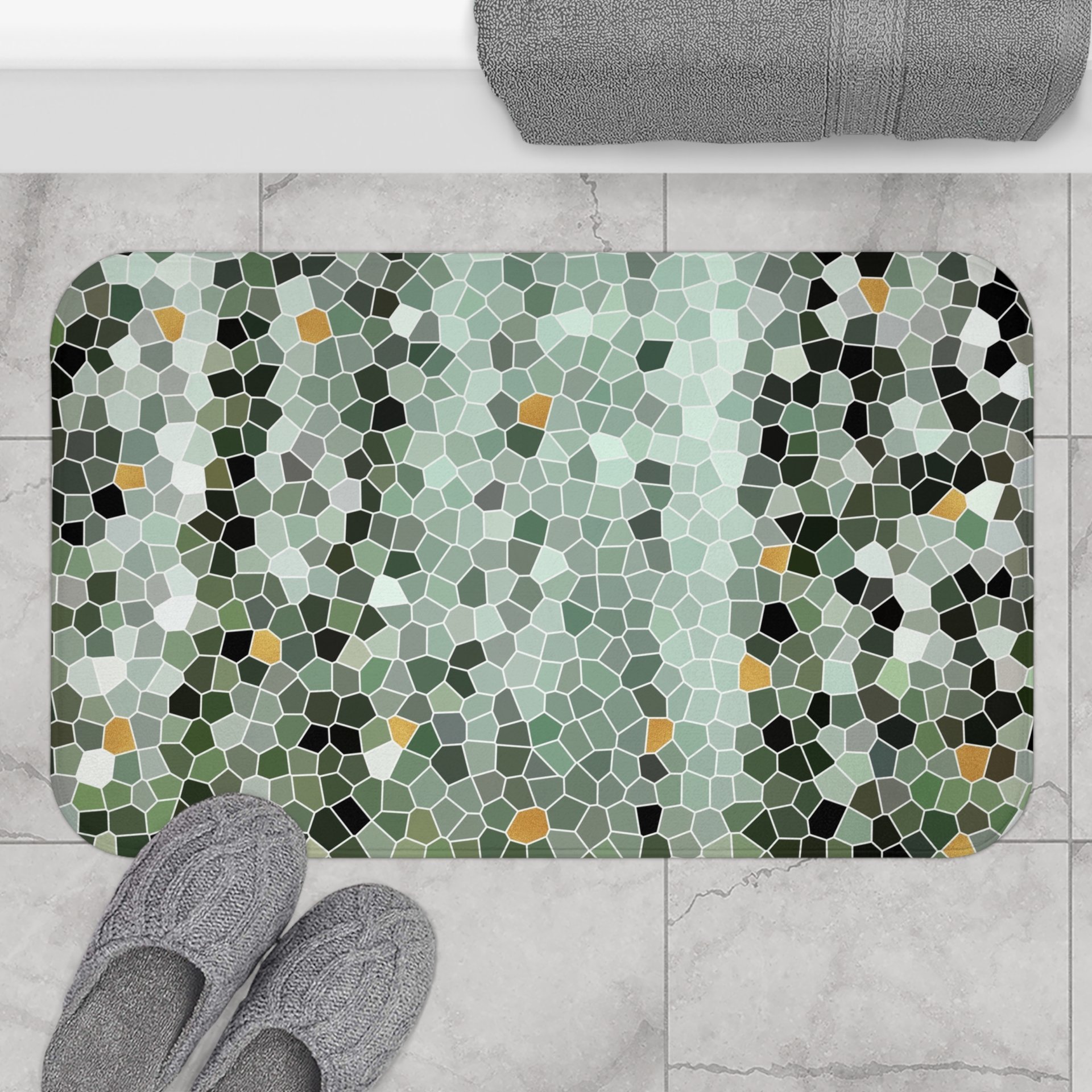 Green Trees Mosaic Shower Curtain