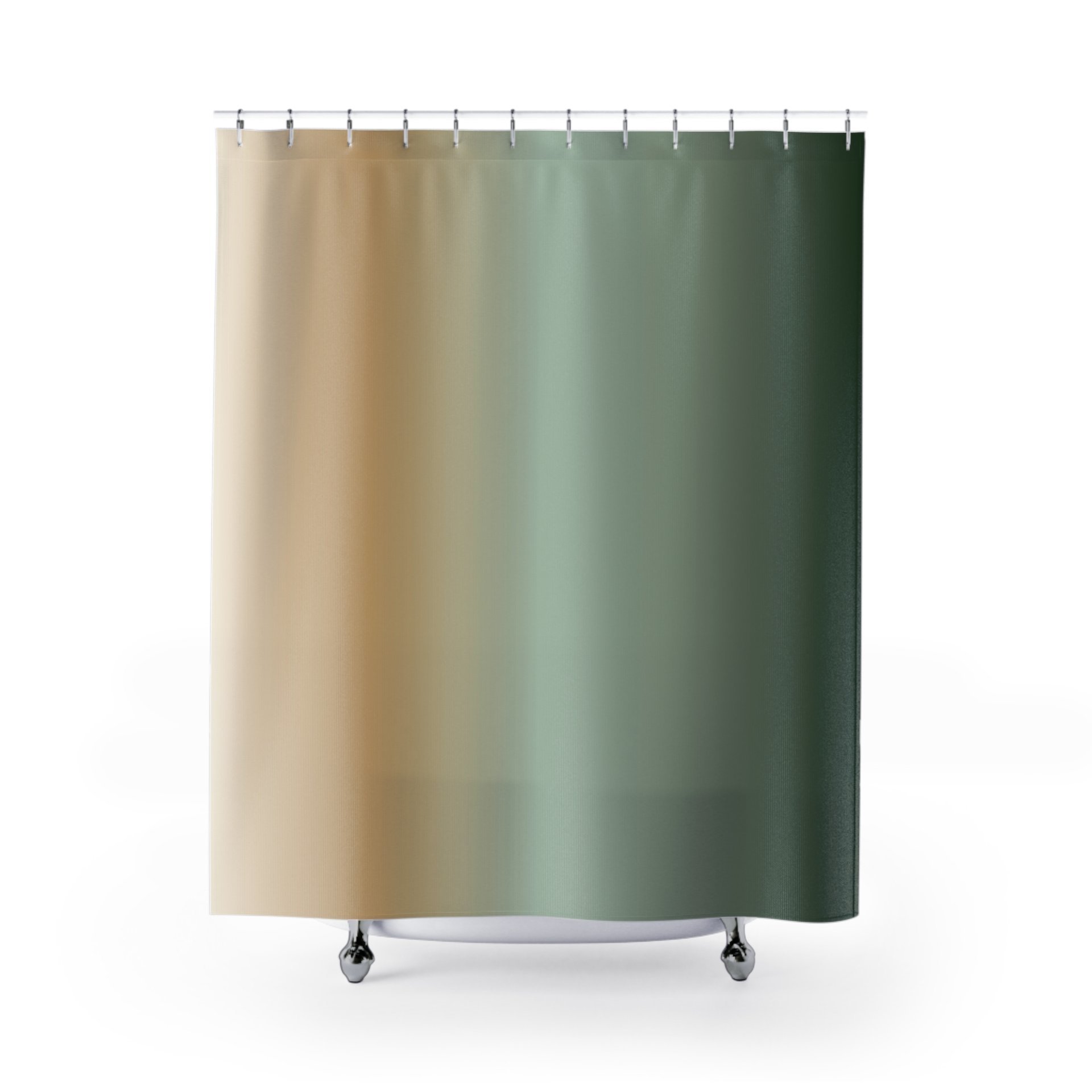 Green Ombré Shower Curtain with tan and beige