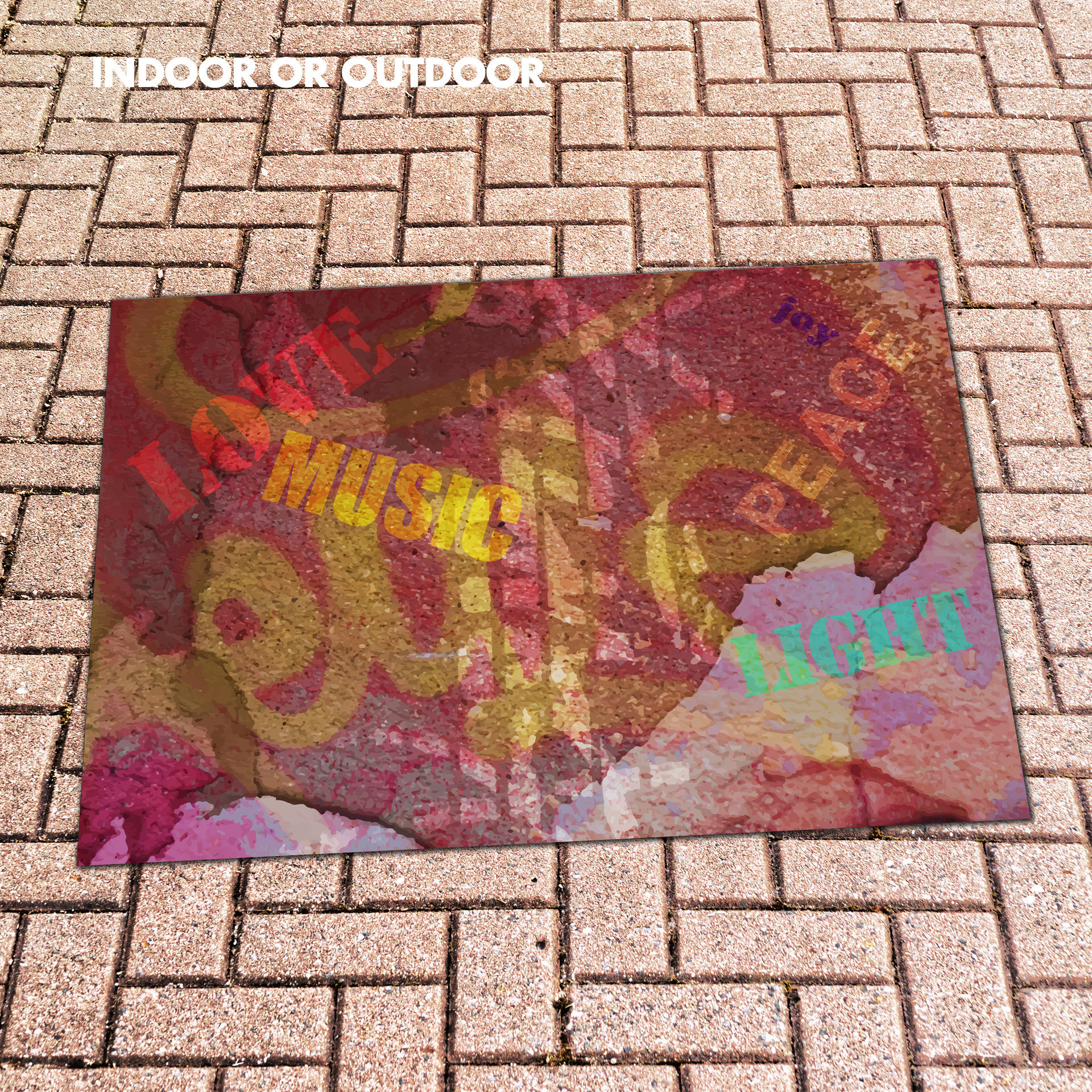 Multicolor Grunge outdoor Rug, Distressed Graffiti Art