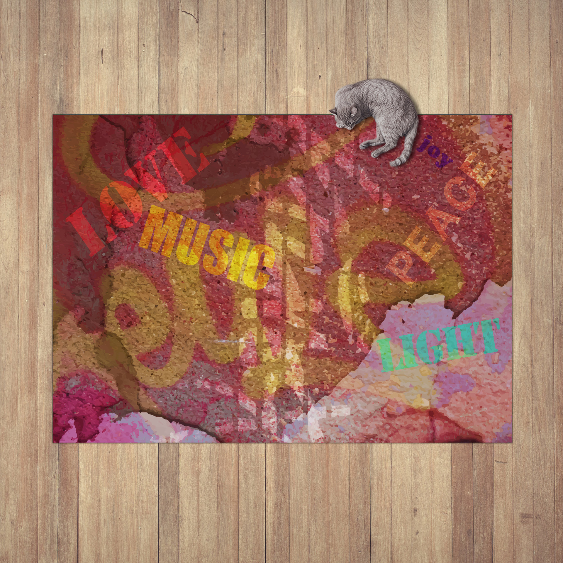 Multicolor Grunge Rug, Distressed Graffiti Art