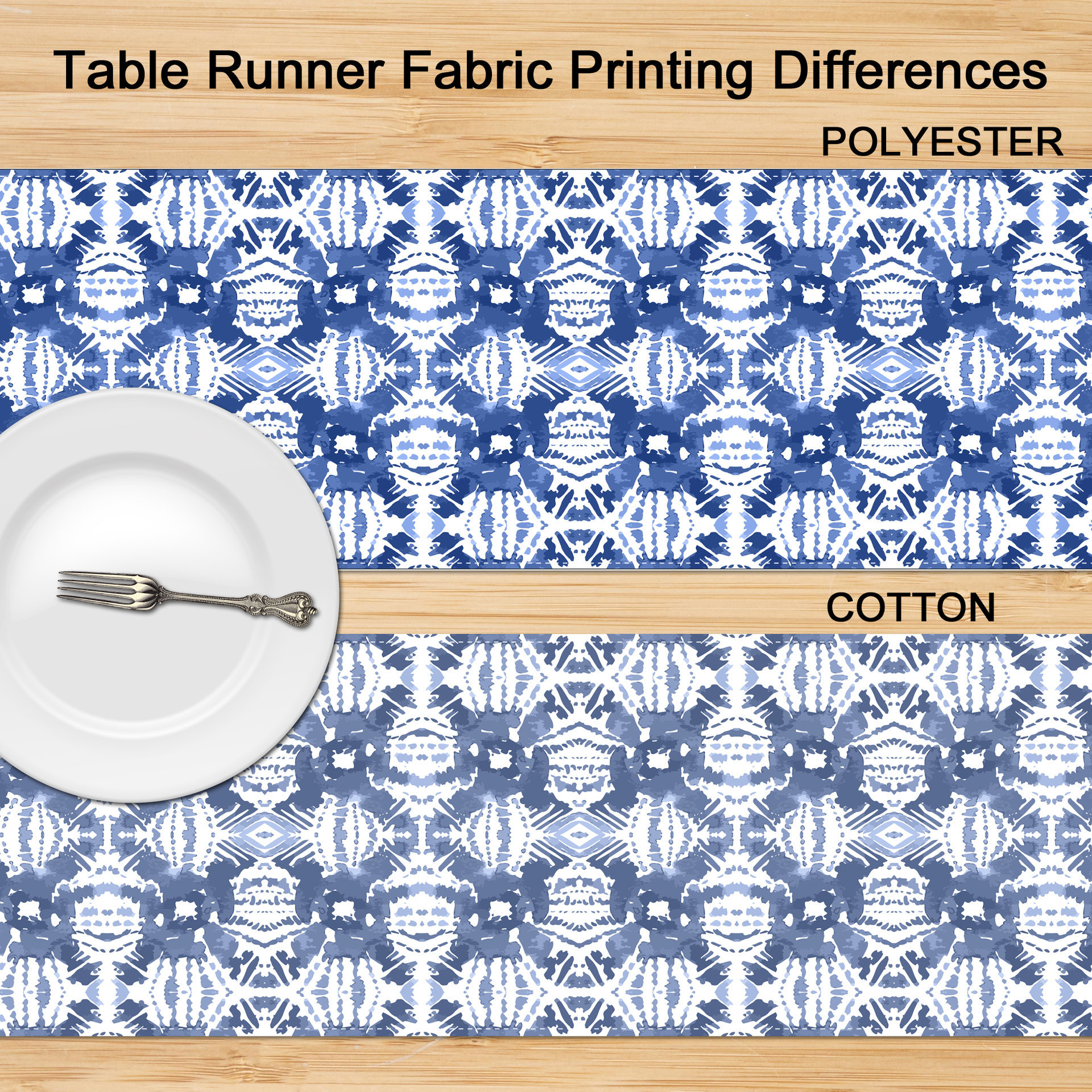 vibrancy differences between polyester and cotton table runners