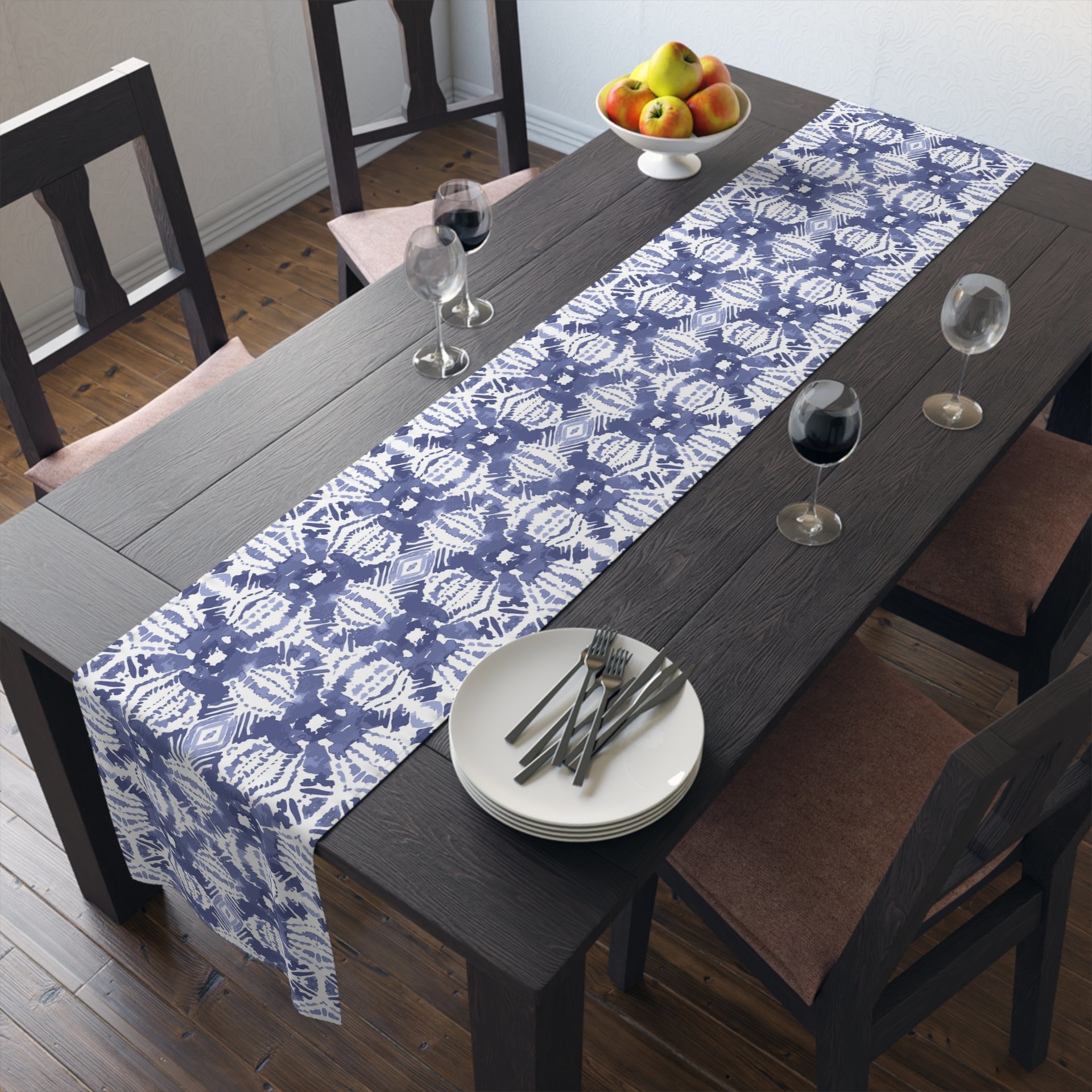 Blue Japanese Shibori Table Runner