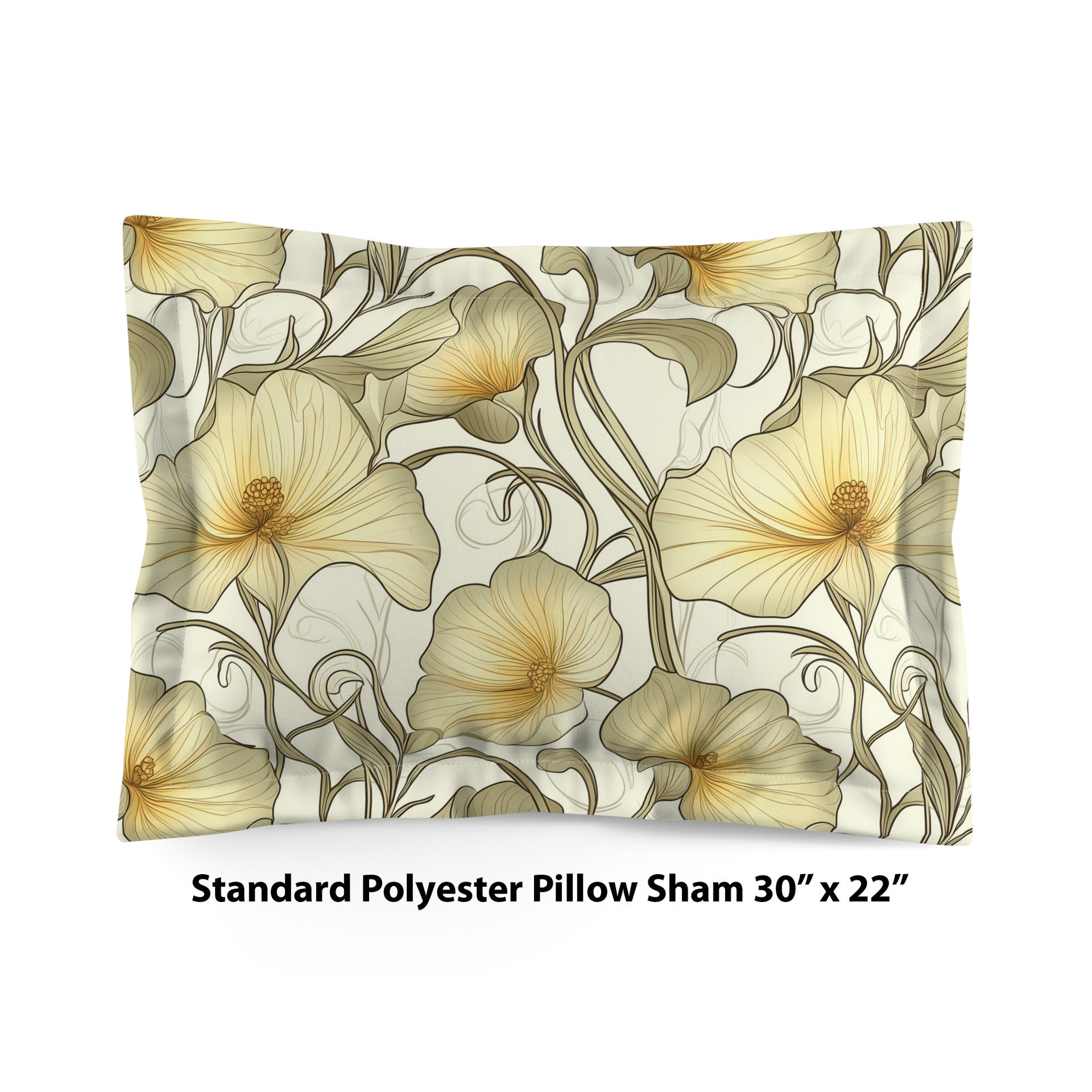 Ivory Flowers Art Nouveau Bedding, Cotton or Poly