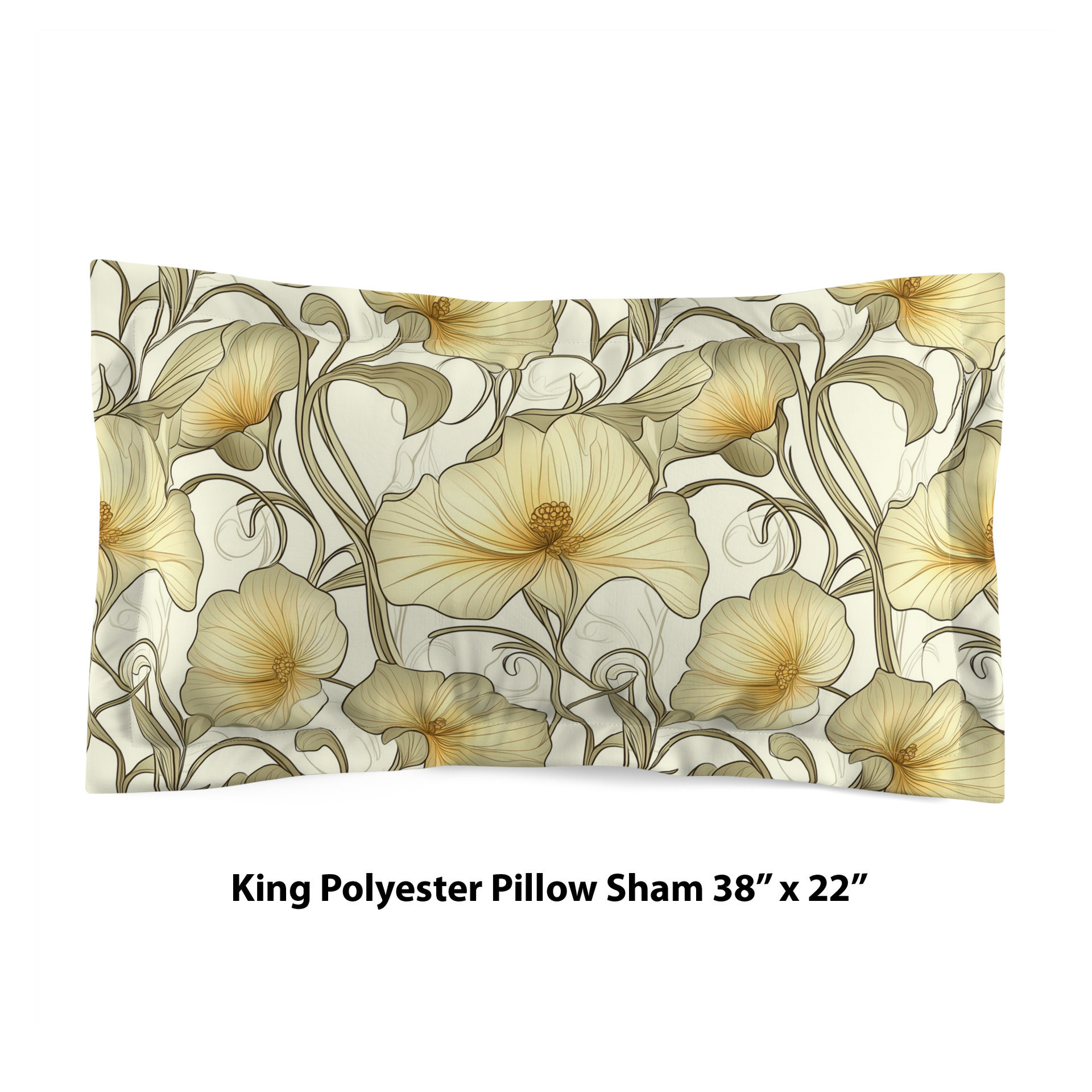 Ivory Flowers Art Nouveau Bedding, Cotton or Poly