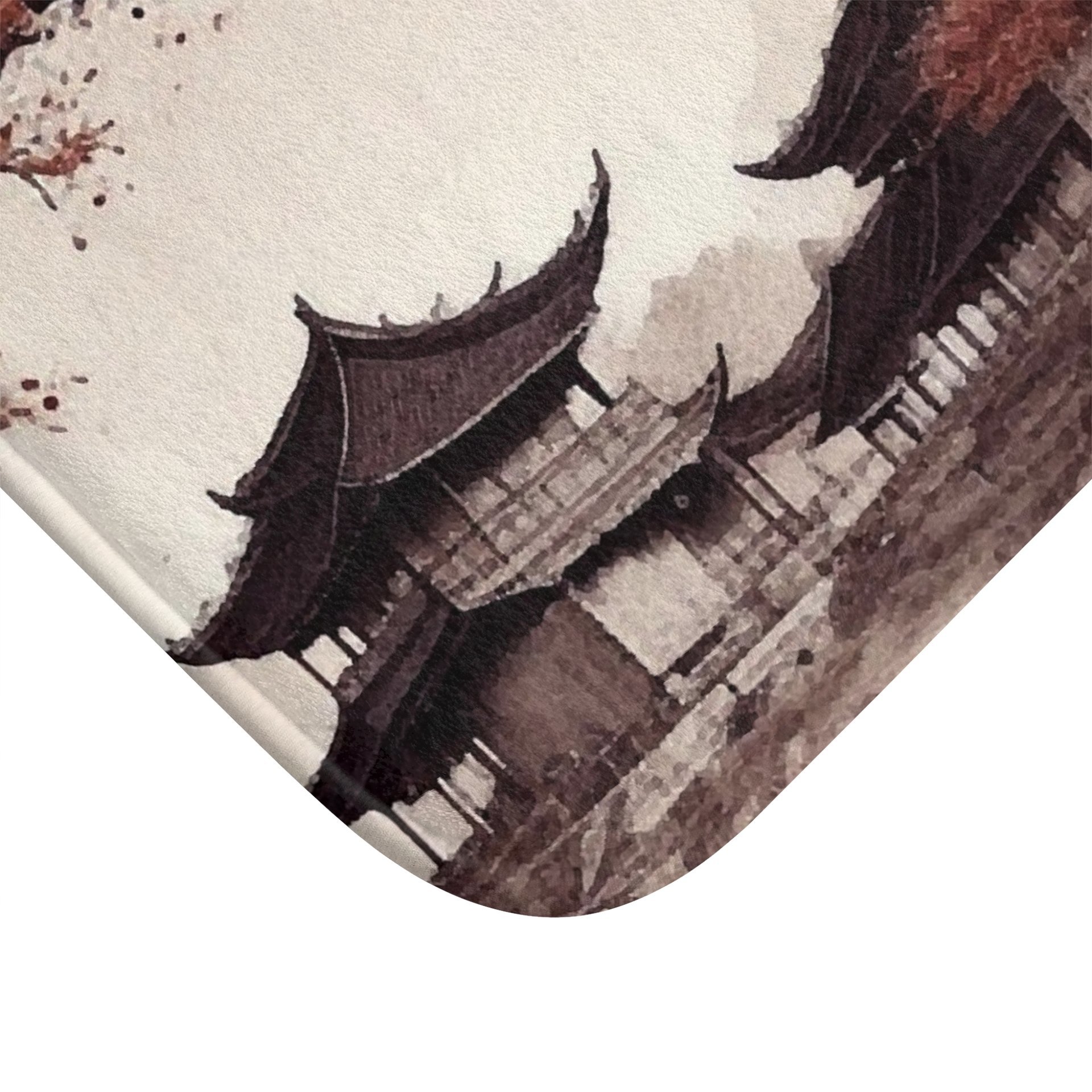 Neutral Japanese Shower Curtain, Bath Mat