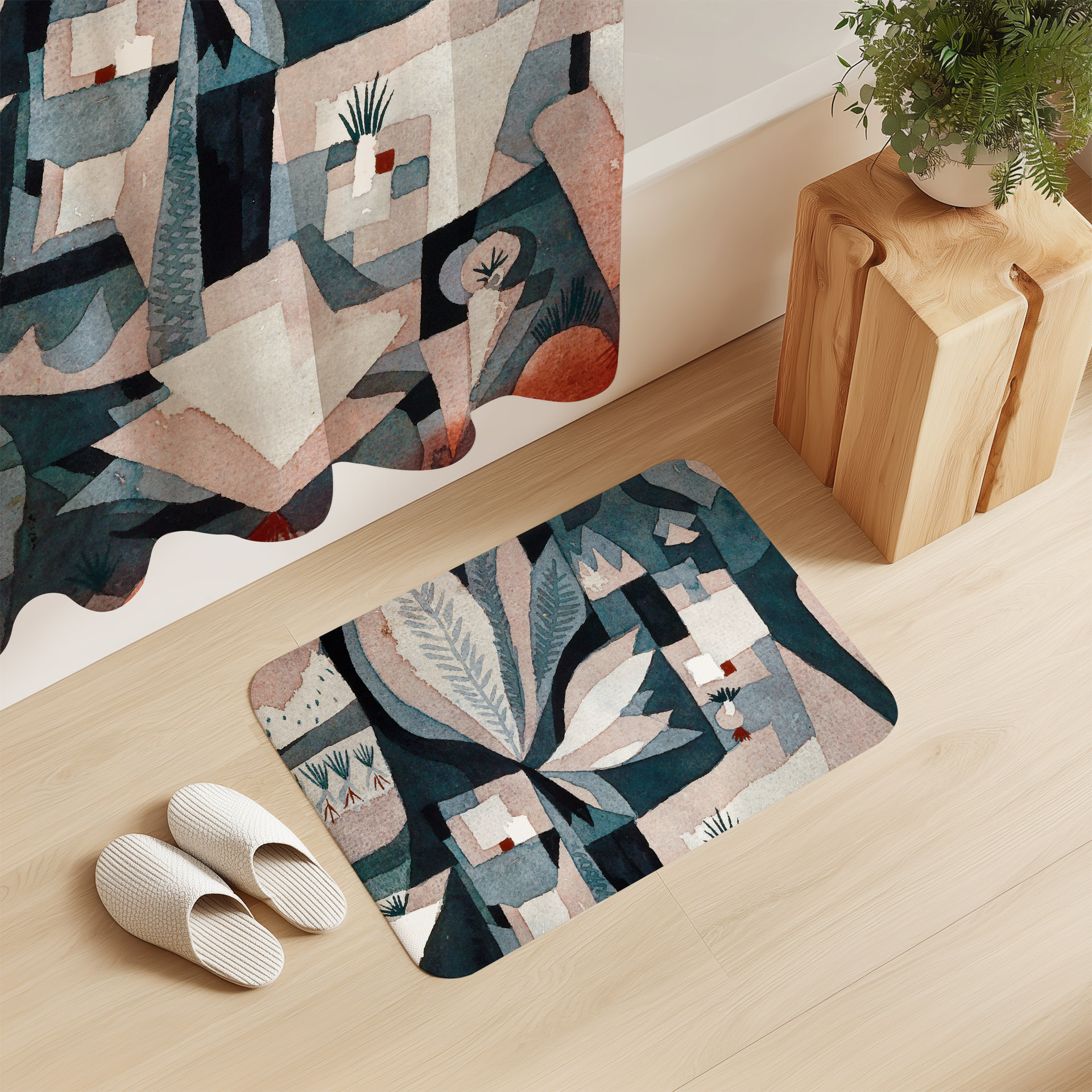 Surreal Modern Art Shower Curtain and bath mat