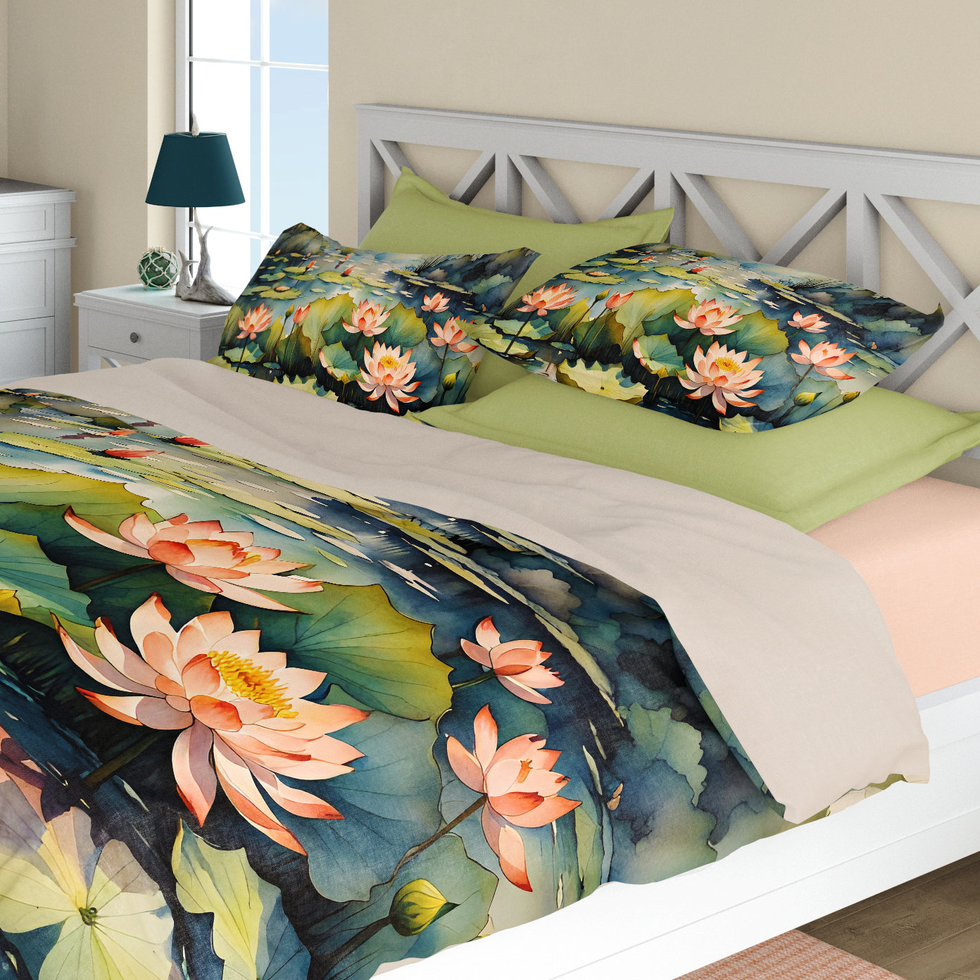 Water Lilies Woven Cotton Blanket