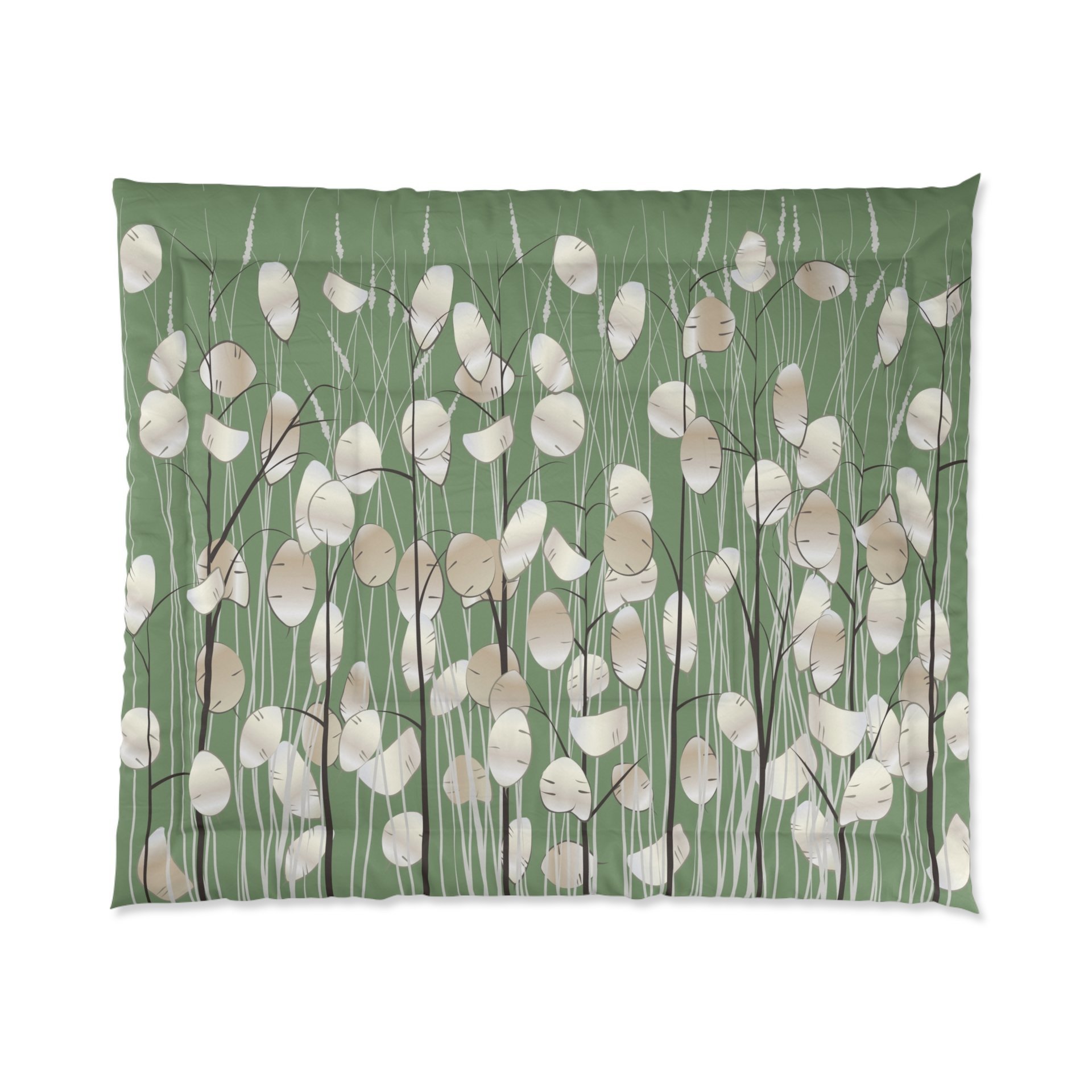 Olive Green Botanical Bedding, Cotton or Poly