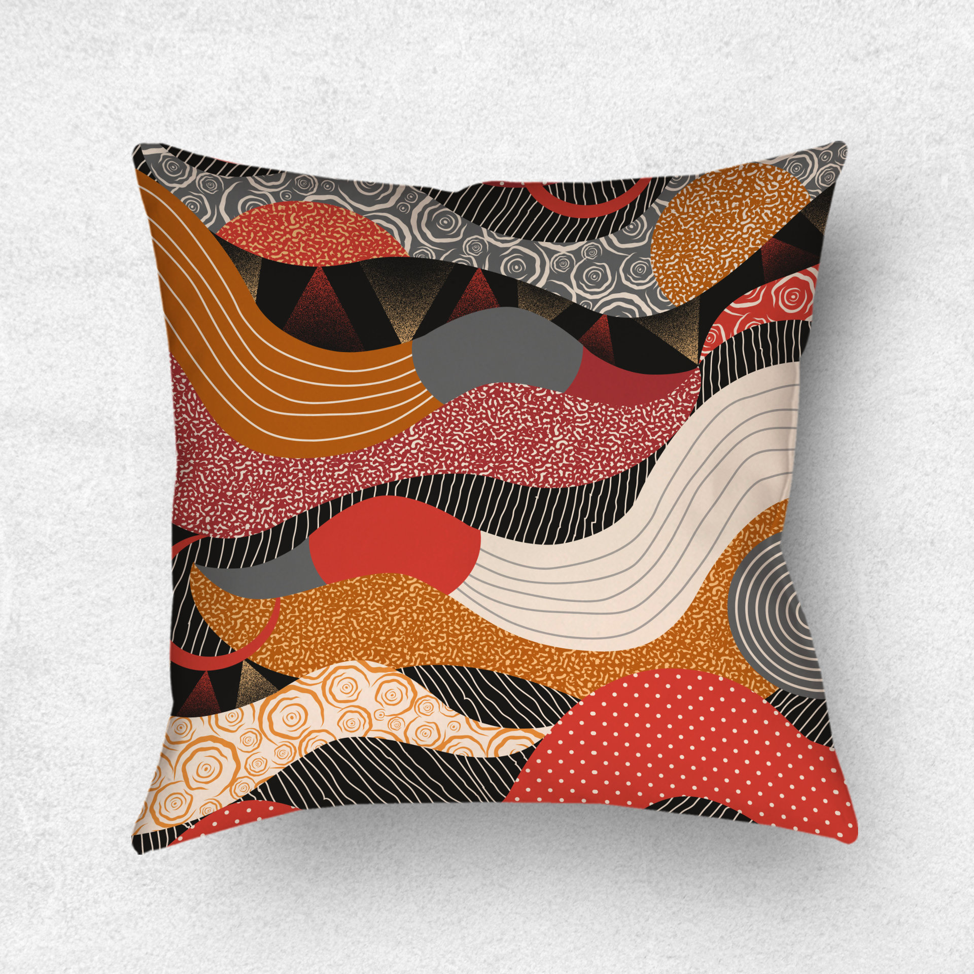 Multicolor Abstract Shapes Modern Art Pillow